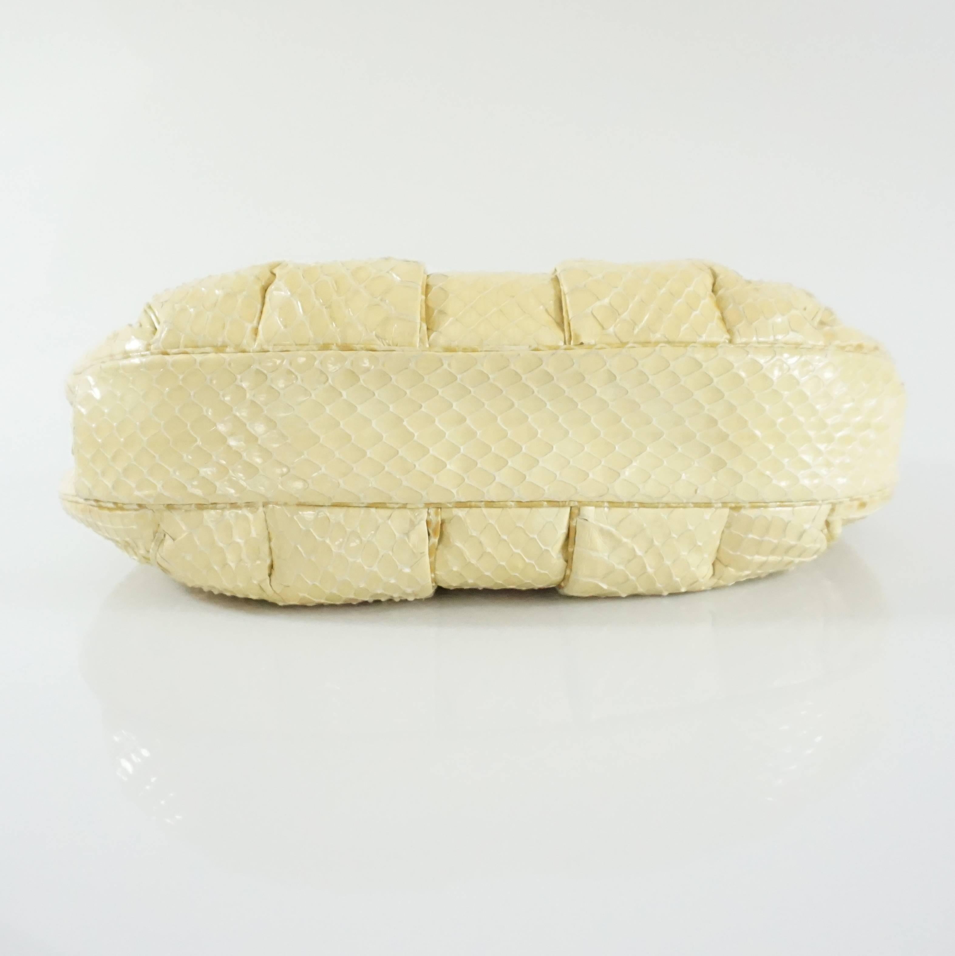 Judith Leiber Cream Snake Stone Evening Bag  In Good Condition In West Palm Beach, FL