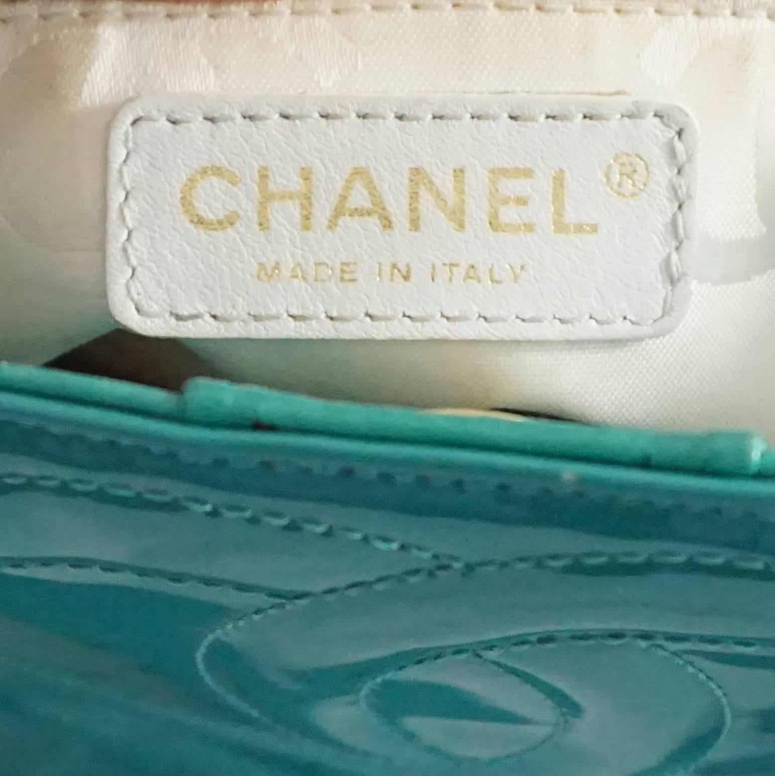 Chanel Teal Patent Mini Tote with CC Logo - 2004-2005 1