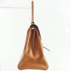 Delvaux Vintage Cognac Leather "Brilliant" MM Bag - GHW - Circa 1970