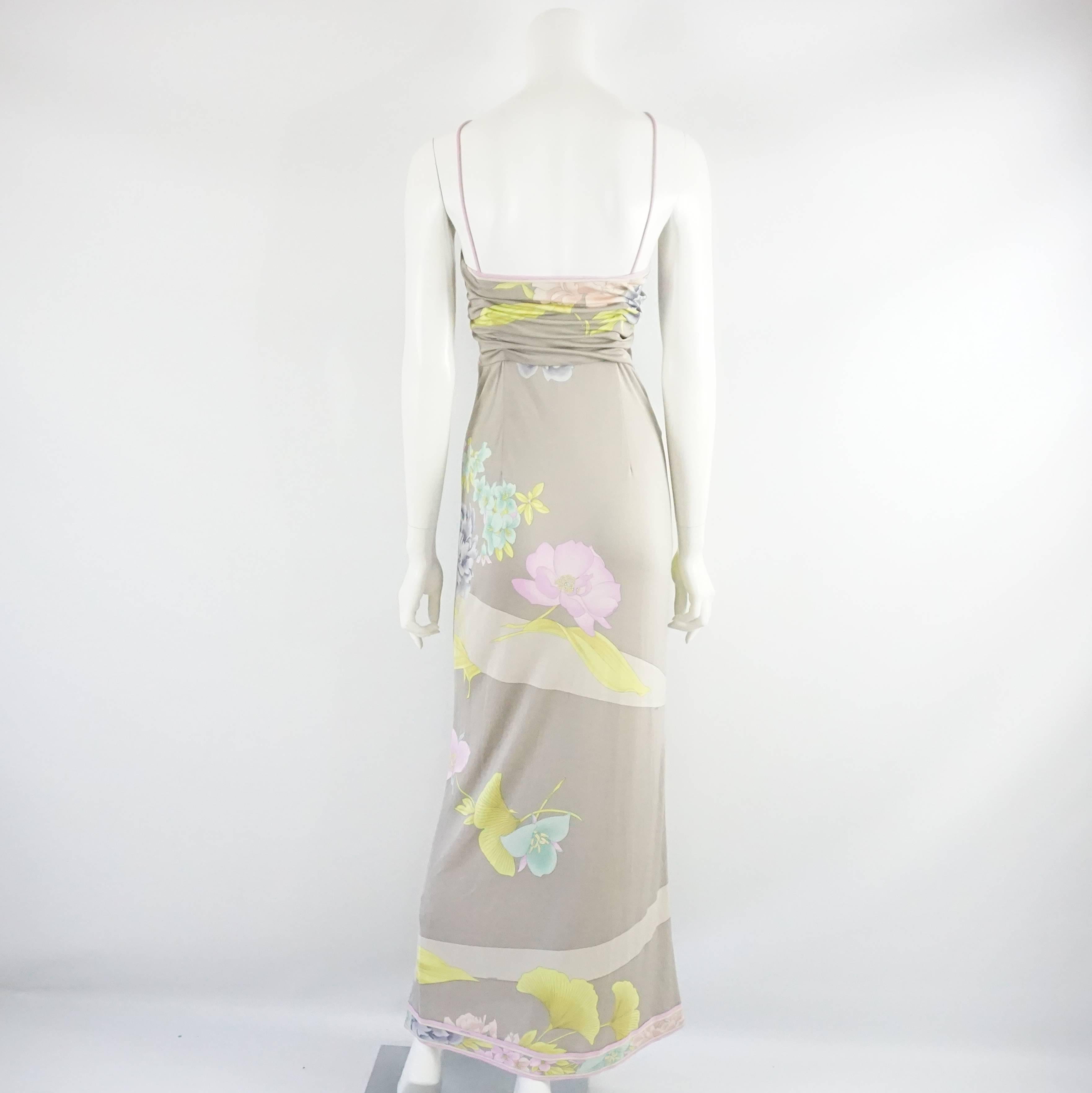 Beige Leonard Taupe Floral Print Maxi Dress - 38