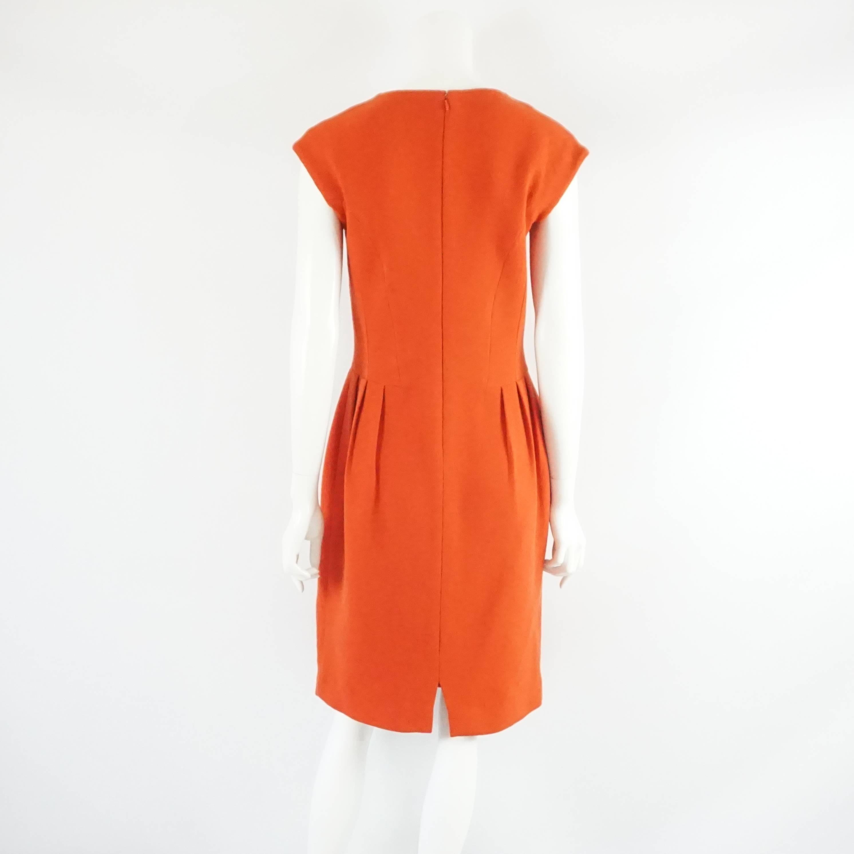 Red Giambattista Valli Burnt Orange Wool Dress - 44