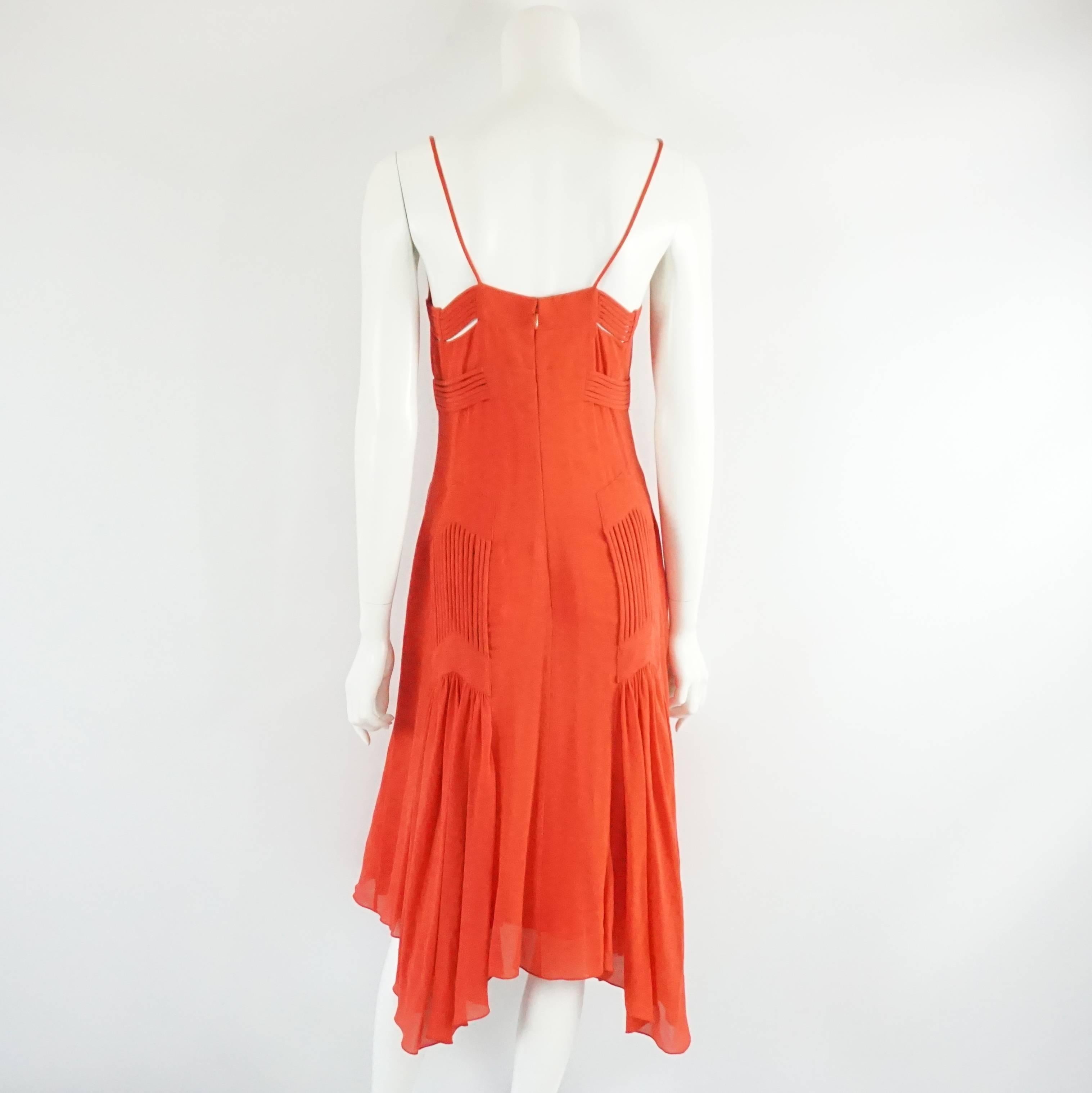 Badgley Mischka Red Silk Art Deco Style Dress - 6 In Excellent Condition In West Palm Beach, FL