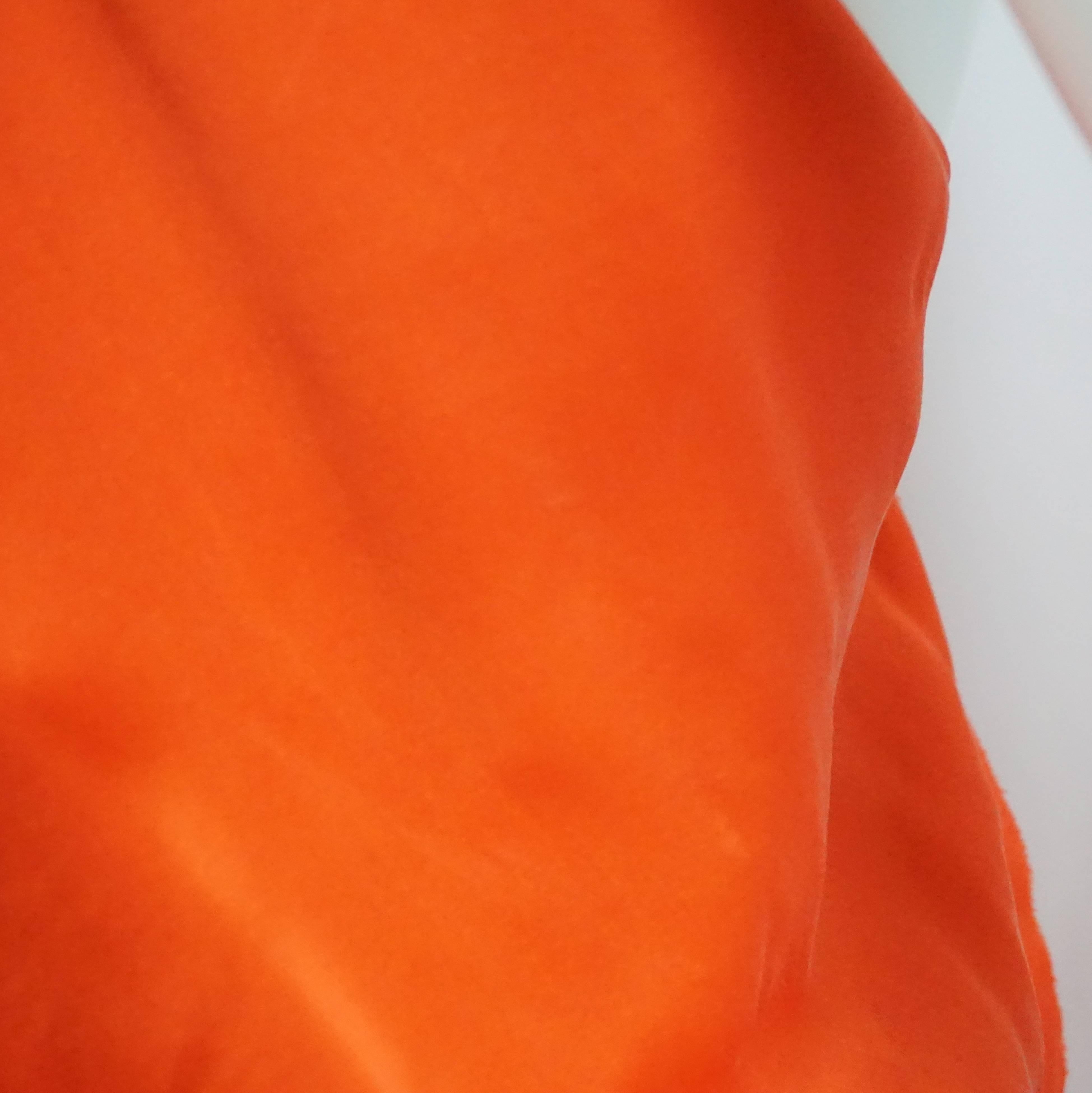 Women's Lanvin Orange Silk Halter Top with Fringe - 38