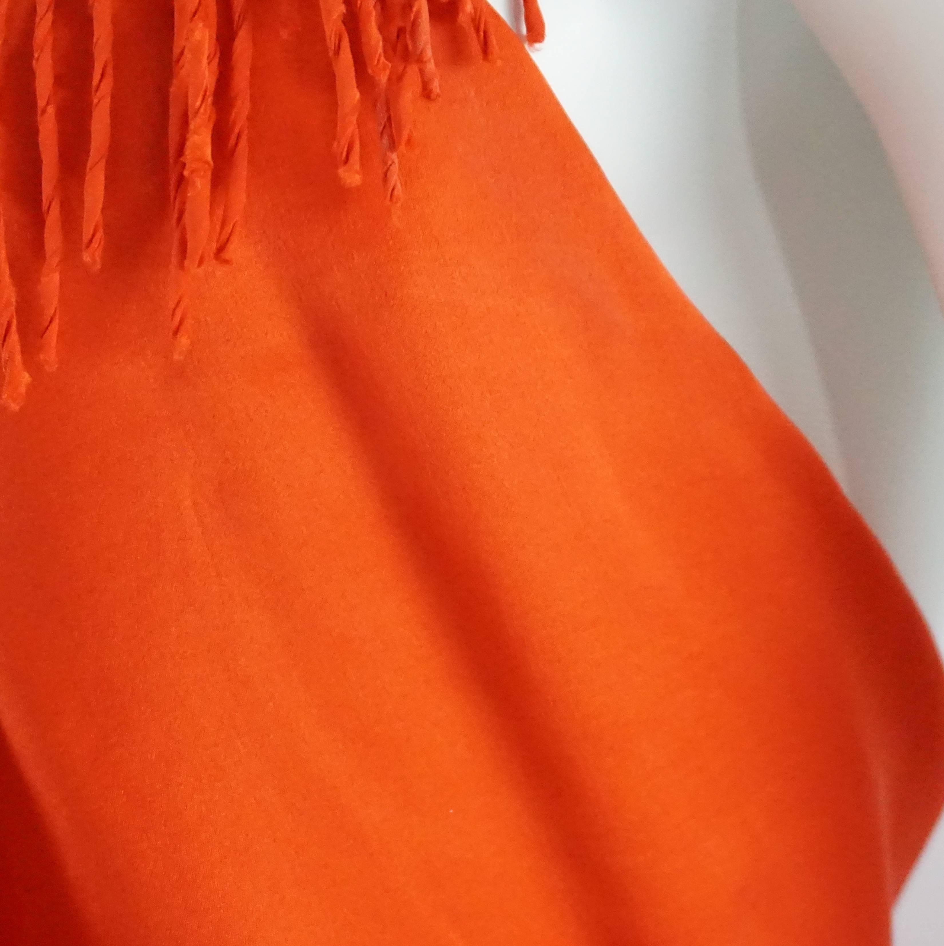Lanvin Orange Silk Halter Top with Fringe - 38 1
