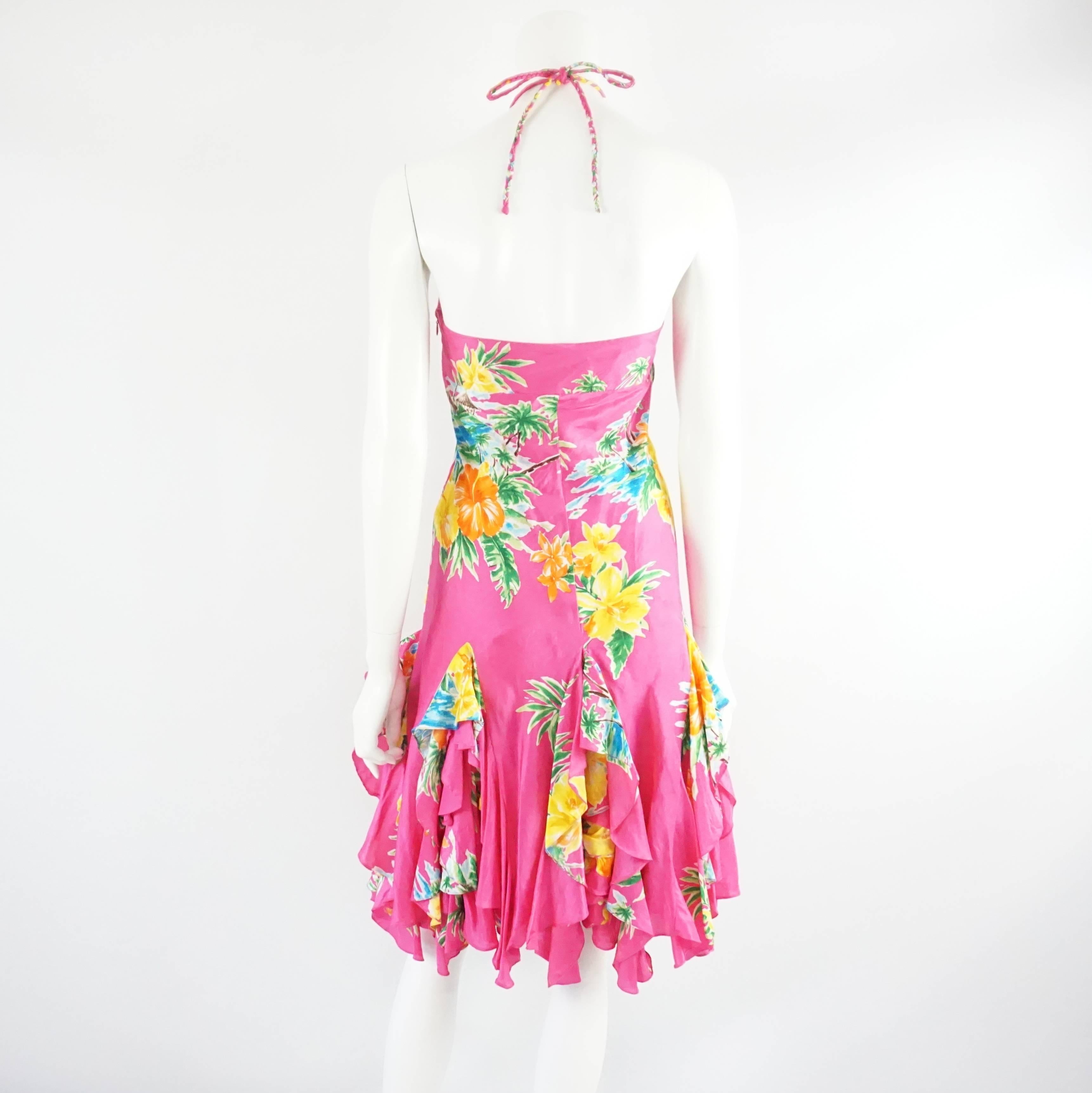 pink tropical print dress