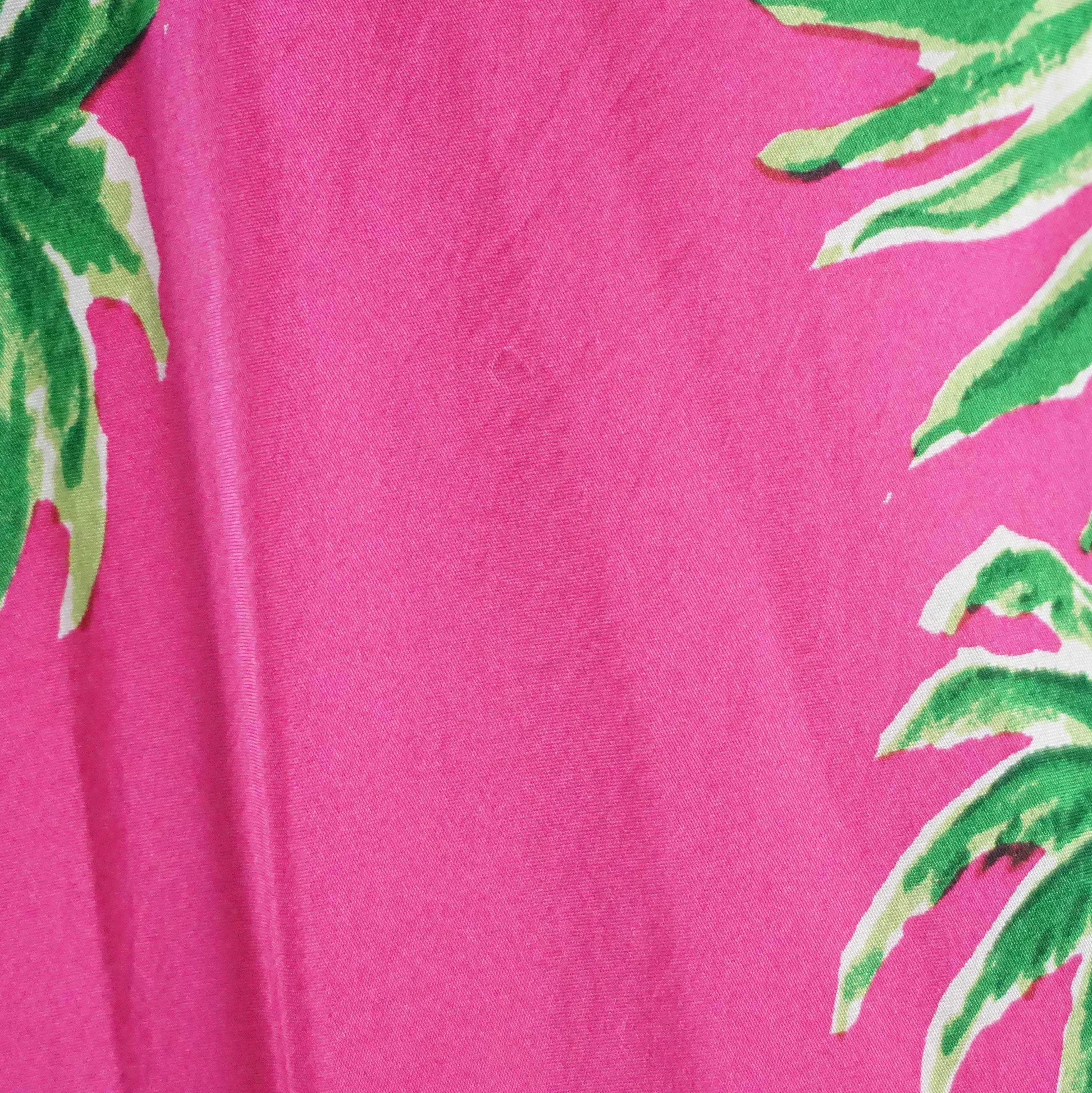 Ralph Lauren Pink Tropical Print Ruffle Dress - 4 In Good Condition For Sale In West Palm Beach, FL