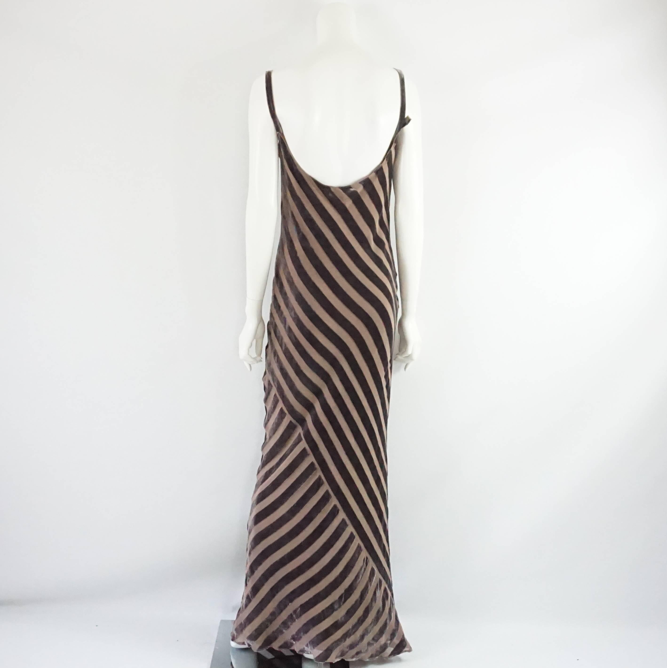 Gray Donna Karan Mauve Silk Cut Velvet Gown with Shawl - 12 - 1990's 