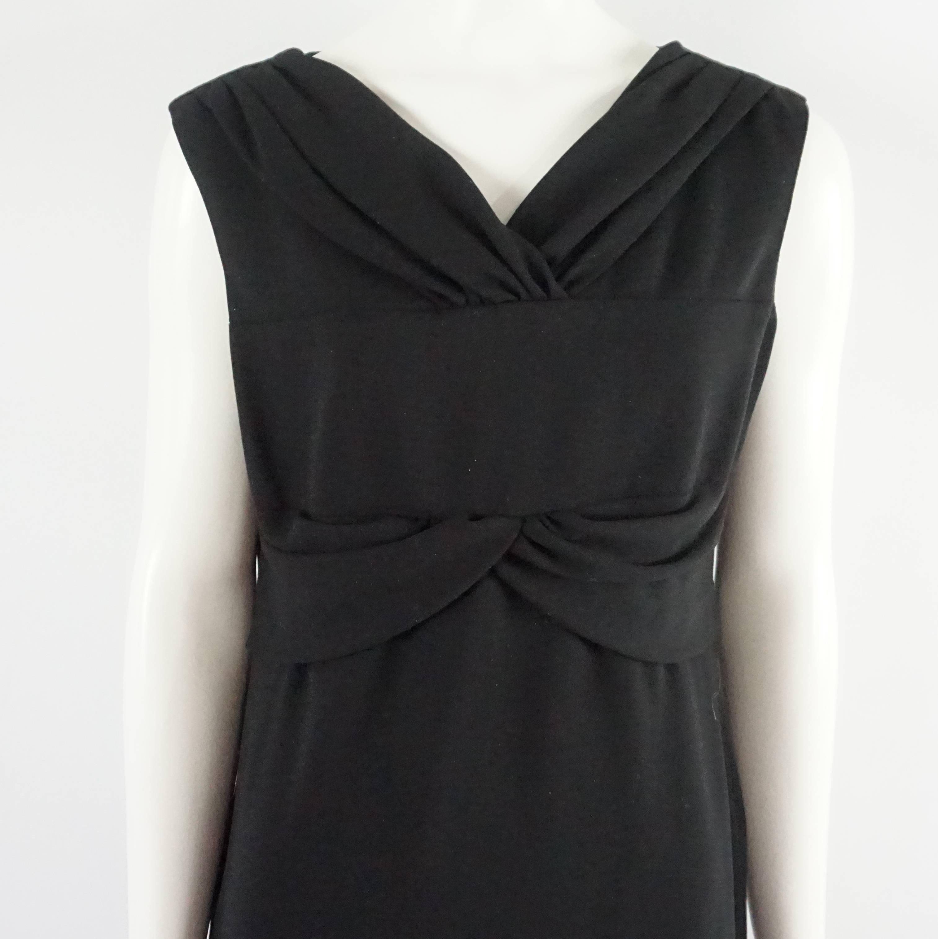 Women's  Valentino Black Wool Sleeveless Dress with Draped Neck – 8