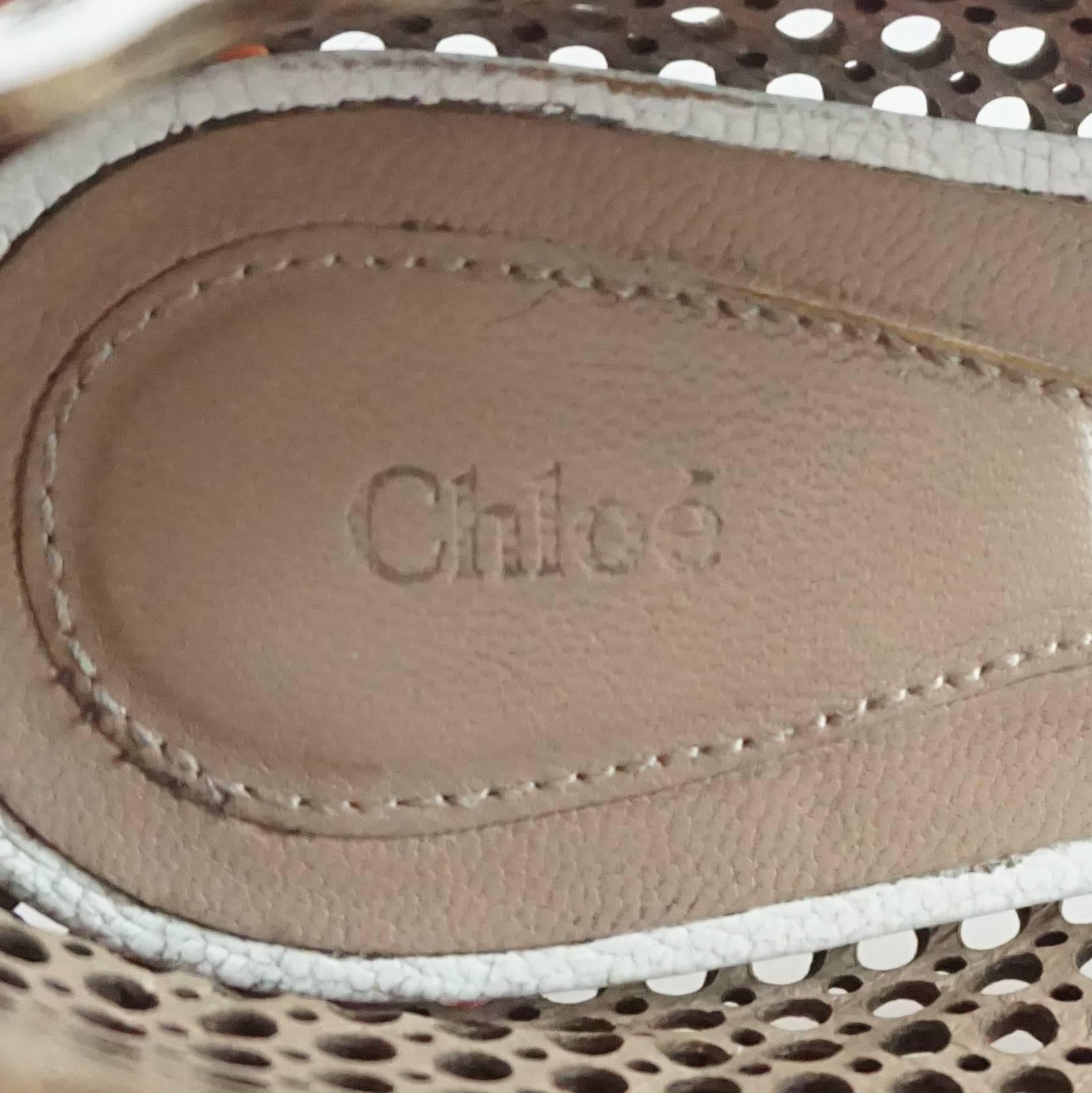 Chloe White Perforated Leather Ballet Flats – 39 2