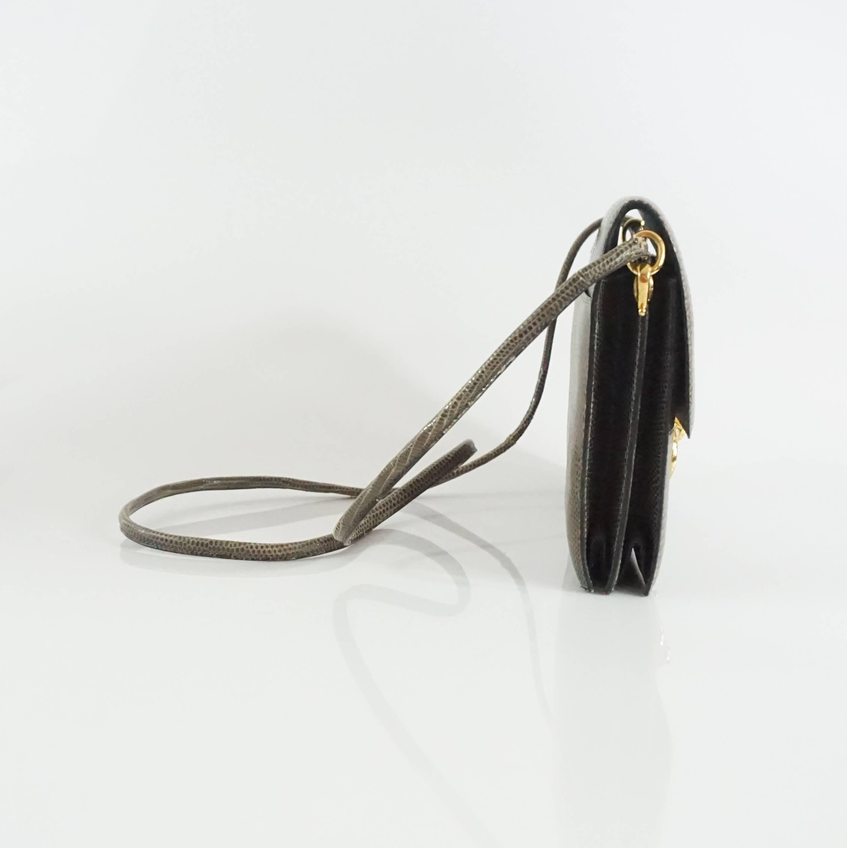 Hermes Olive Lizard Sequana Handbag - GHW - 1970's For Sale at 1stDibs