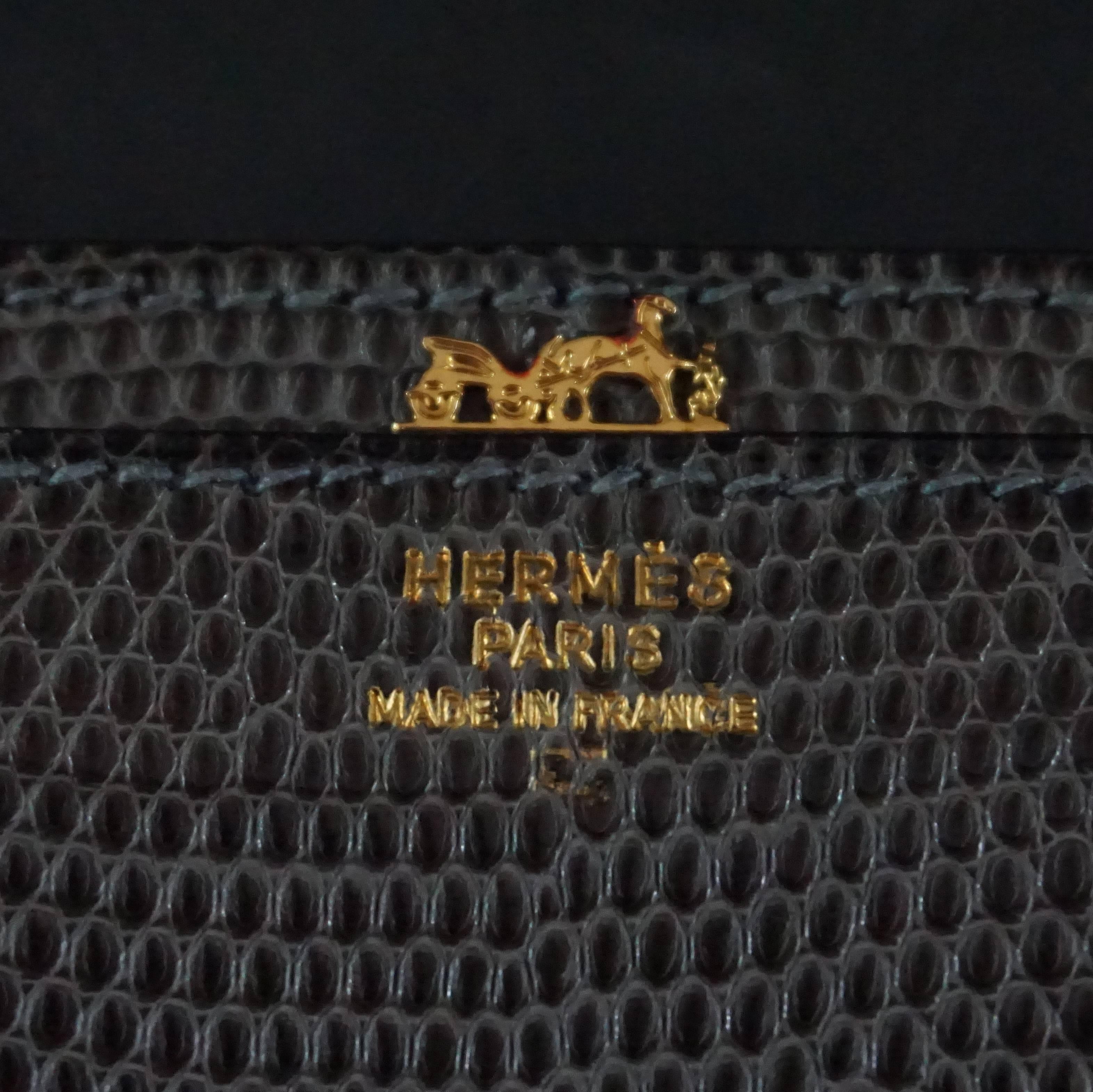 Women's Hermes Olive Lizard Sequana Handbag - GHW - 1970's 