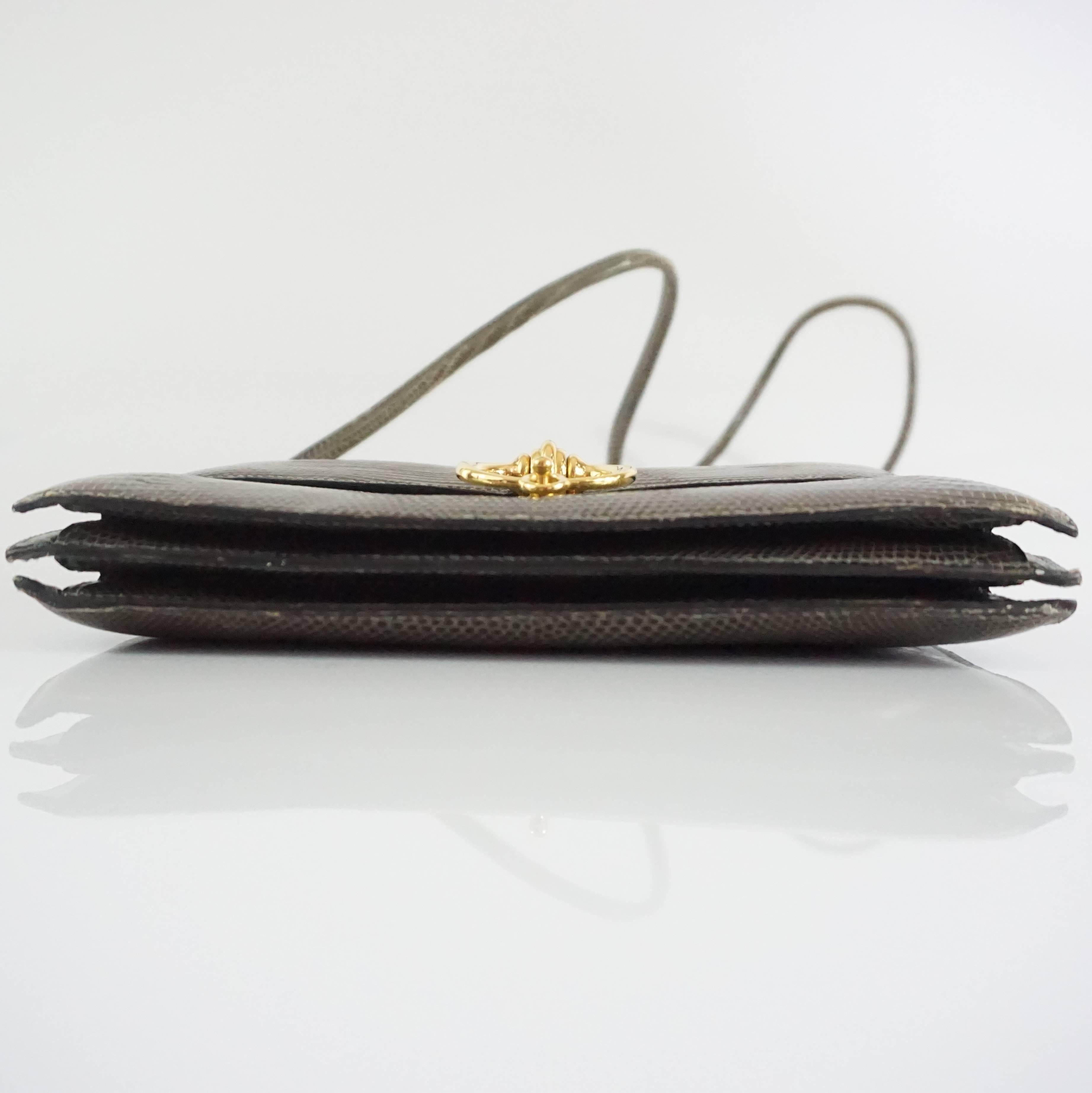 Hermes Olive Lizard Sequana Handbag - GHW - 1970's  1