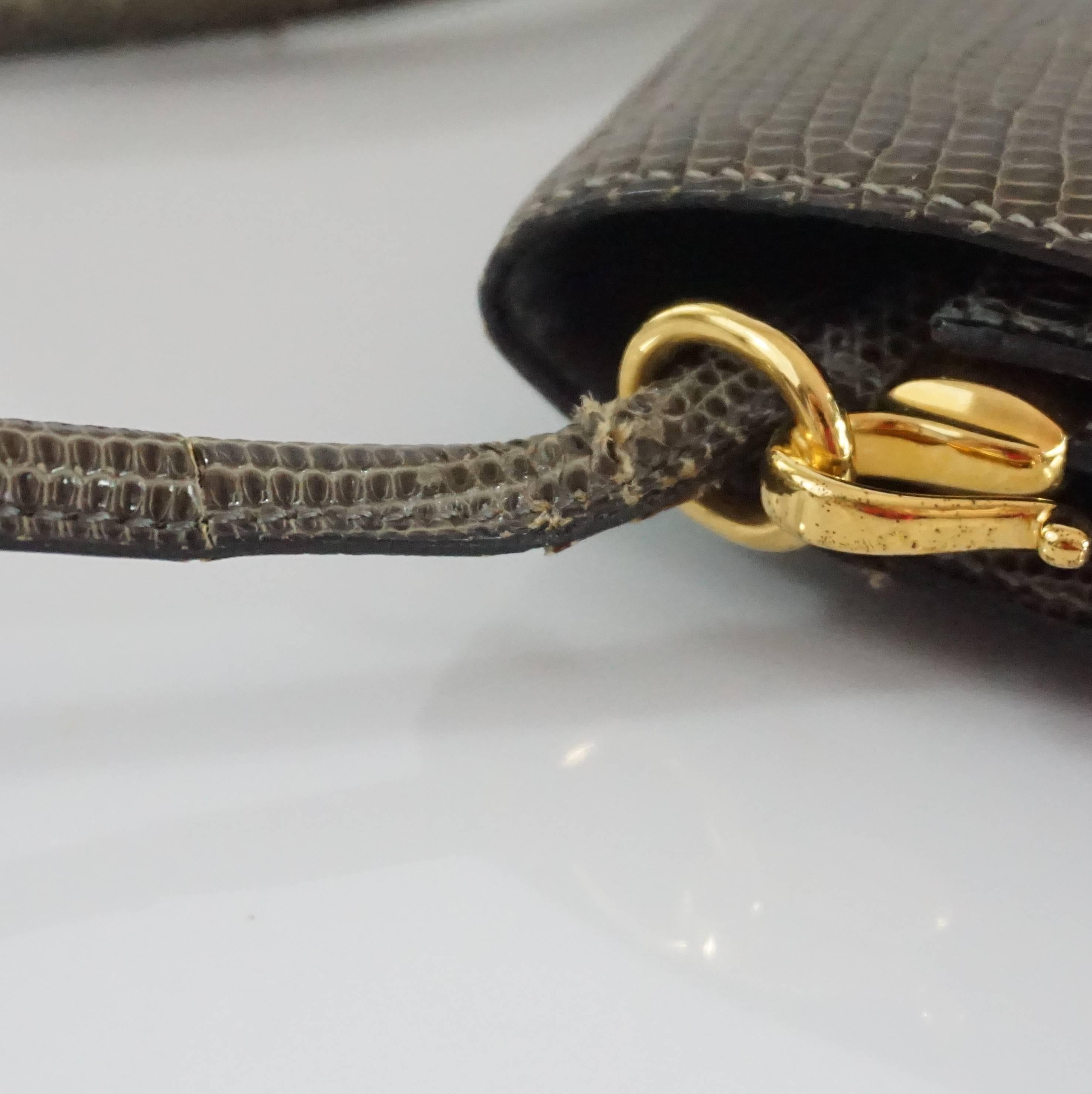 Hermes Olive Lizard Sequana Handbag - GHW - 1970's  4