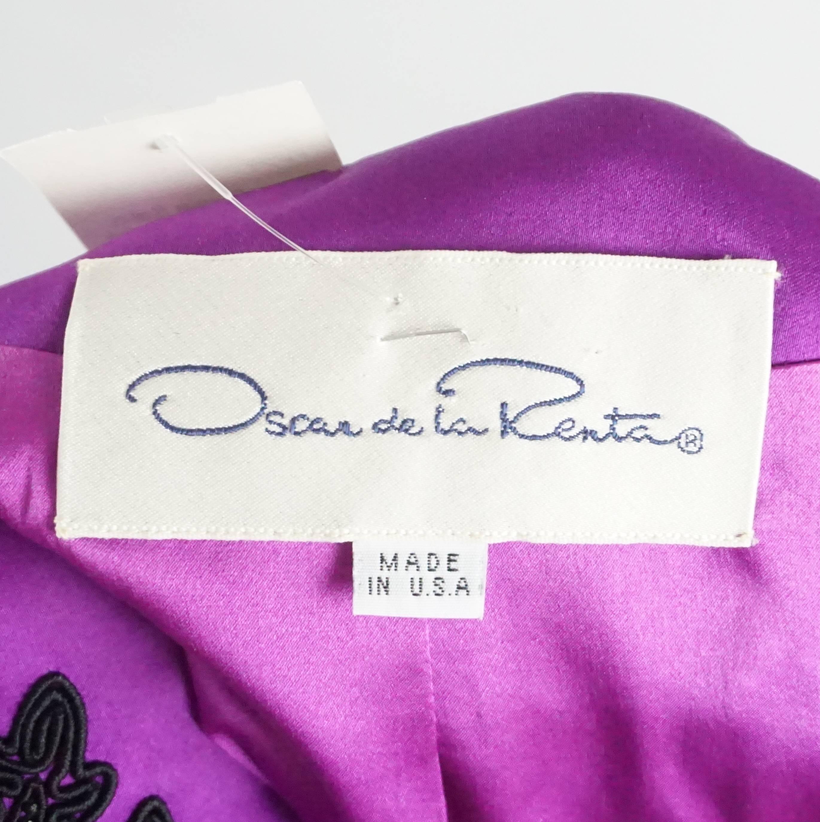 Oscar Purple Satin and Black Soutache Beading Skirt Suit – L 1
