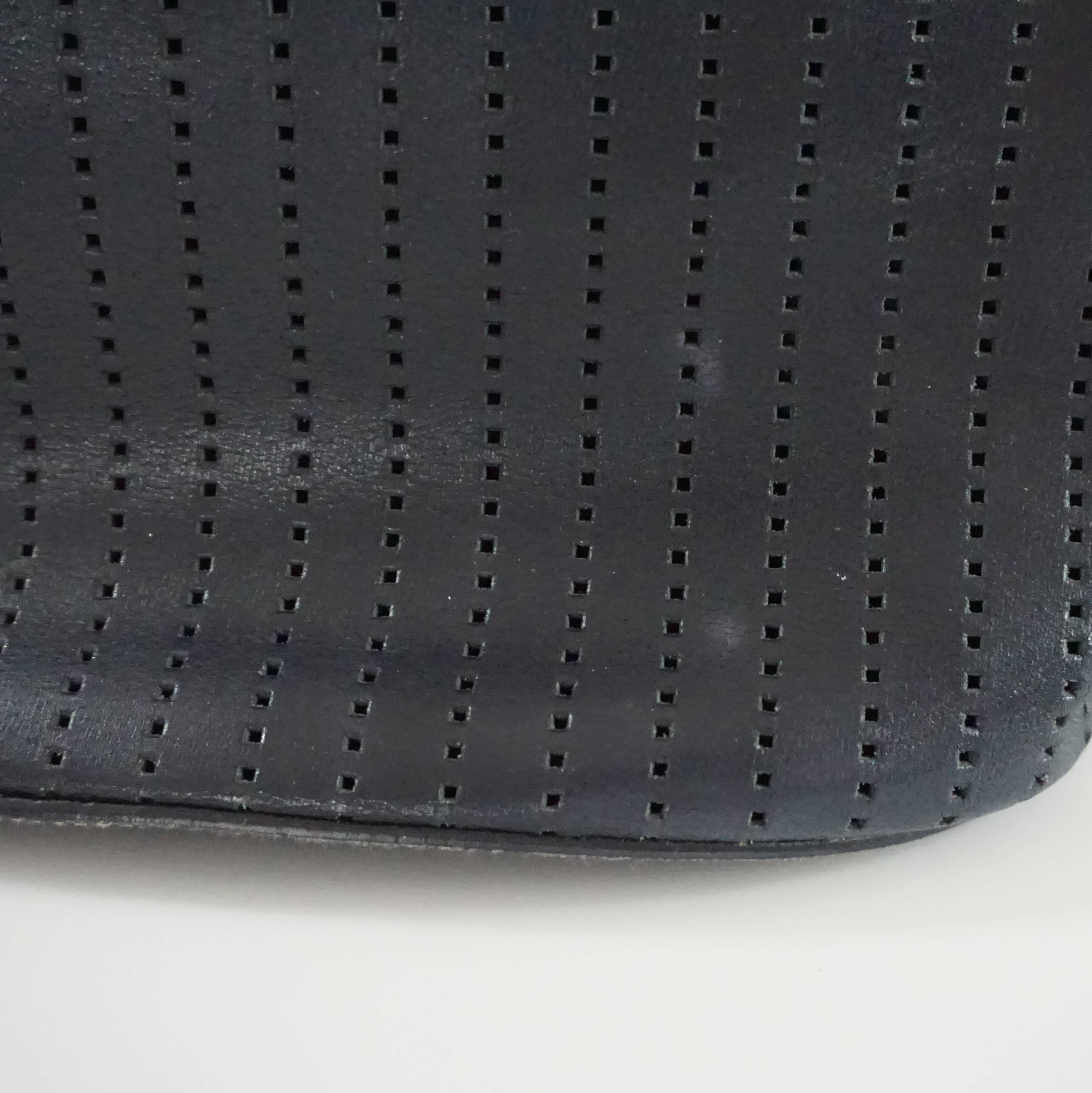 Prada Navy Perforated Leather Mini Tote 4