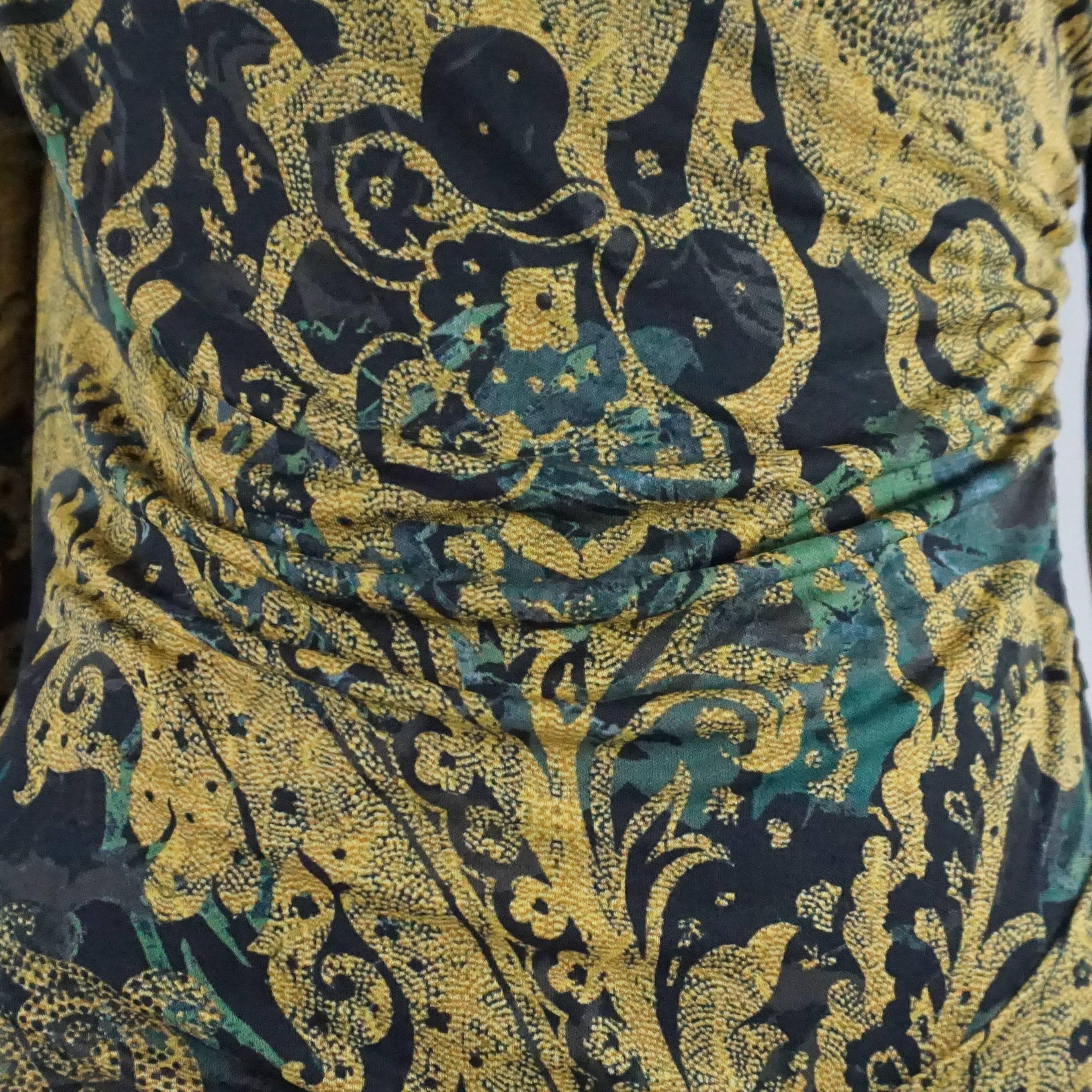 Etro Black and Gold Paisley Print Dress - M In Excellent Condition In West Palm Beach, FL