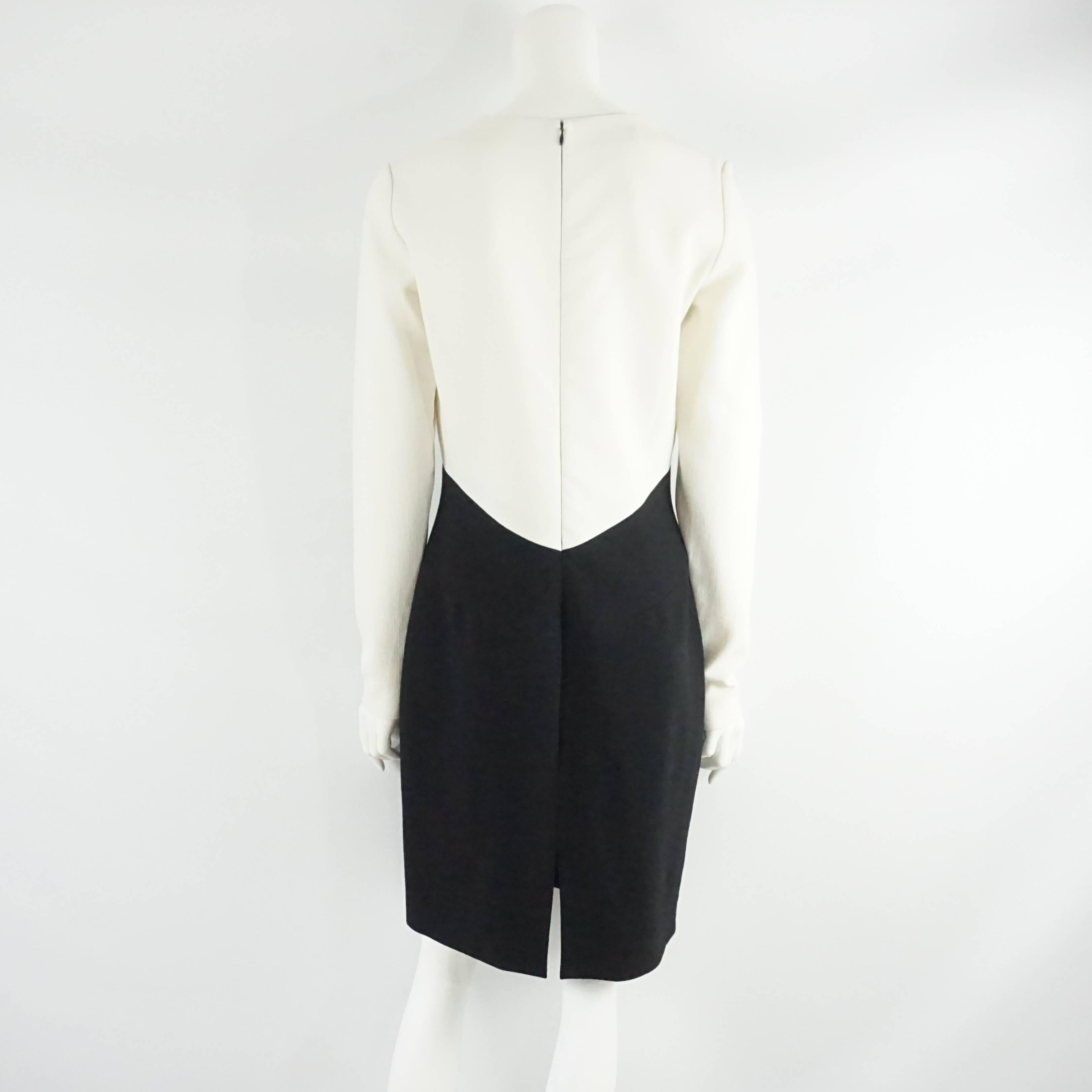 Emilio Pucci Ivory and Black Long Sleeve Dress - 46 In Excellent Condition In West Palm Beach, FL