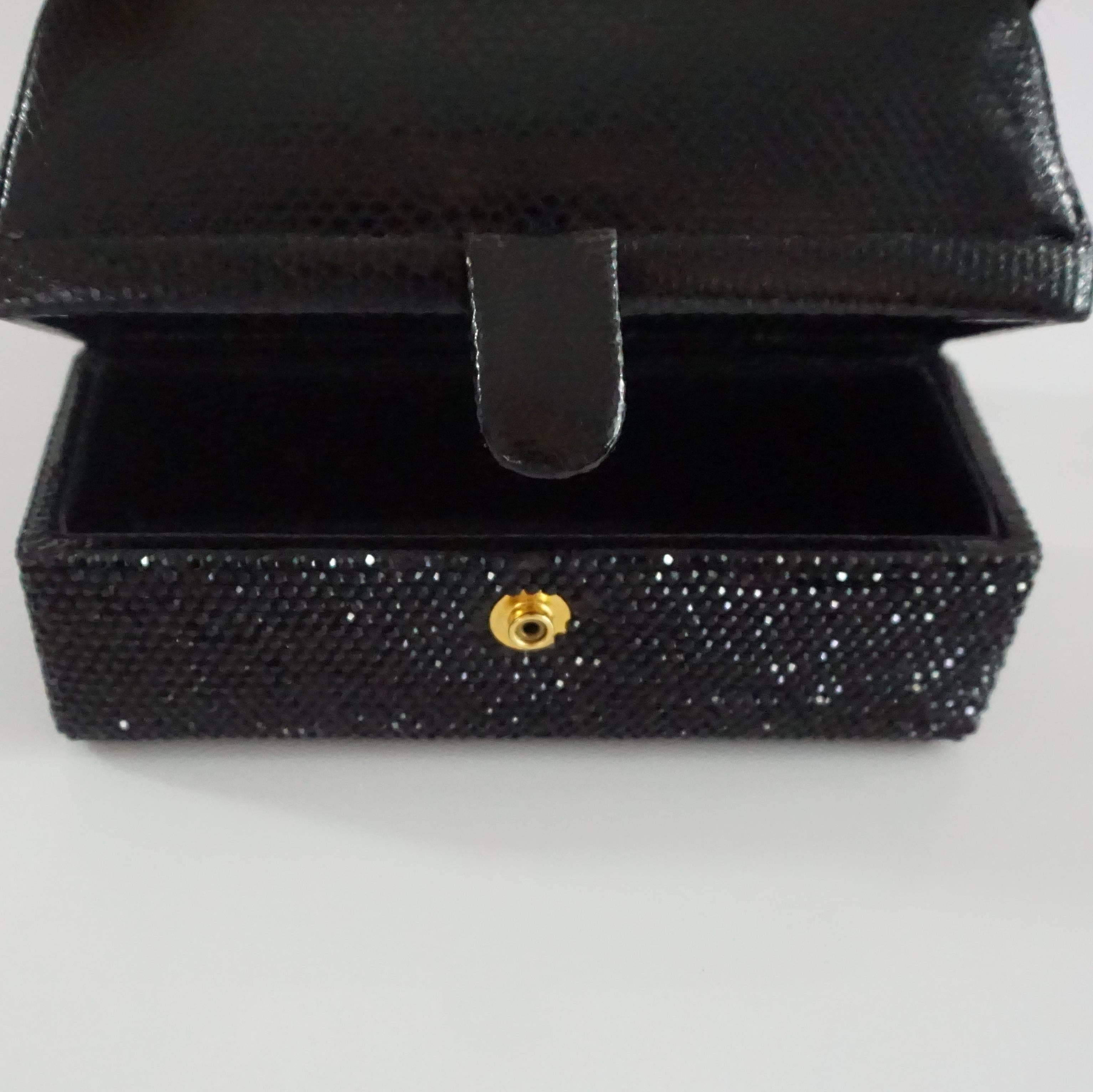 Women's Judith Leiber Black Lizard and Rhinestone Evening Bag 