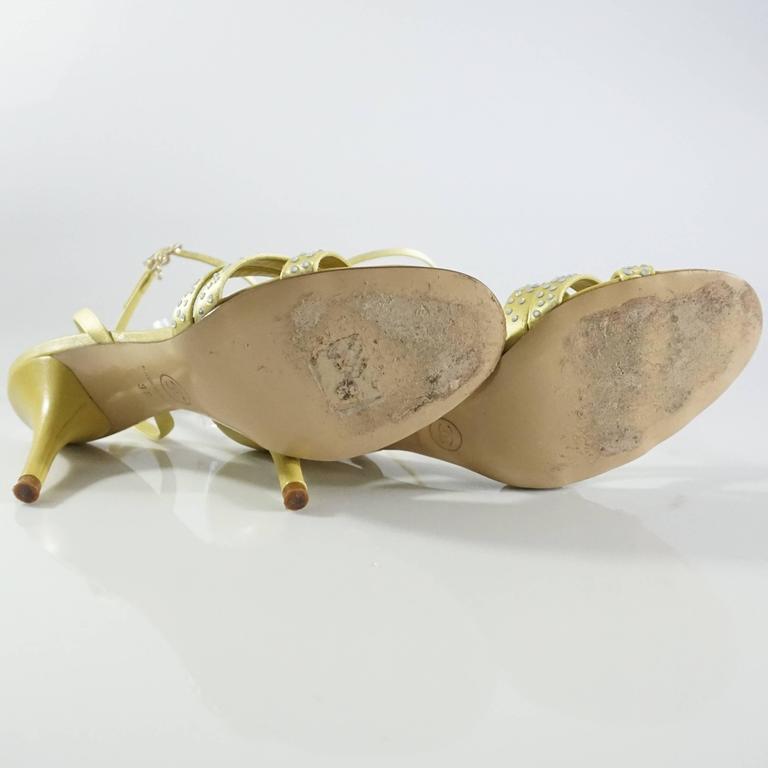 Chanel Yellow Satin and Rhinestone Sandals – 38 at 1stDibs | yellow ...