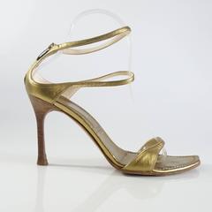Sergio Rossi Bronze Leather Strappy Heels - 37