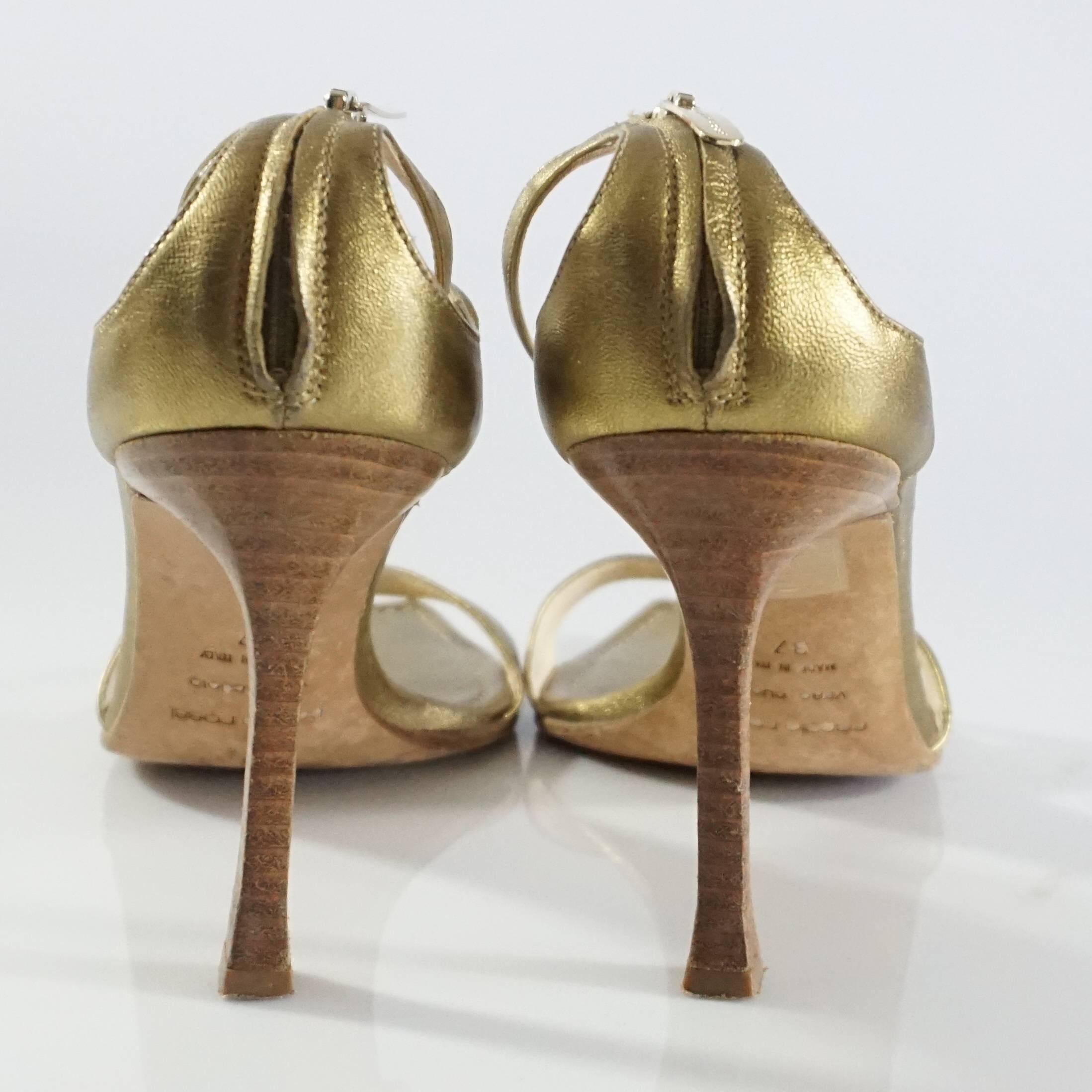 Sergio Rossi Bronze Leather Strappy Heels - 37 For Sale at 1stDibs ...