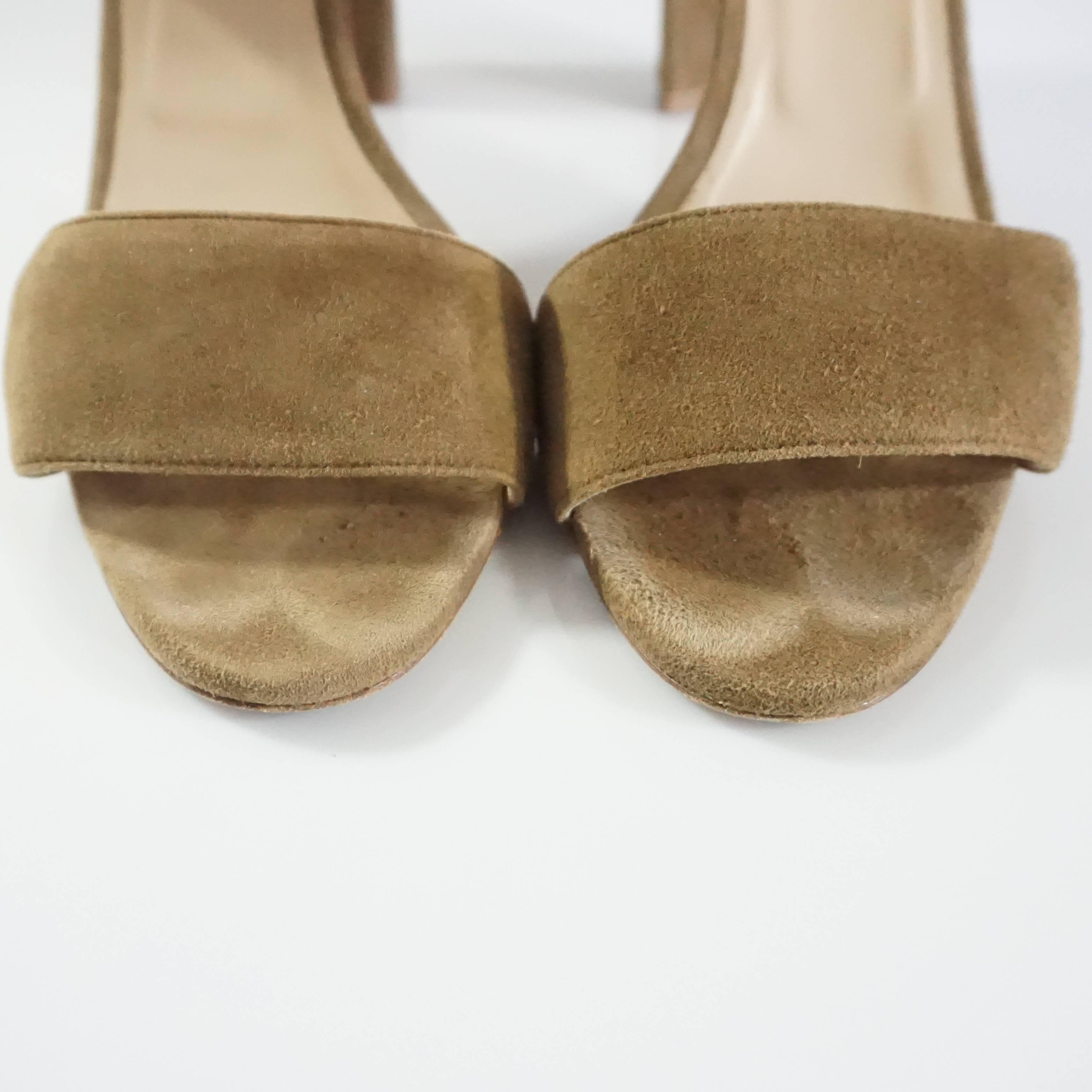 Manolo Blahnik Taupe Khans Suede Sandals - 38.5 3