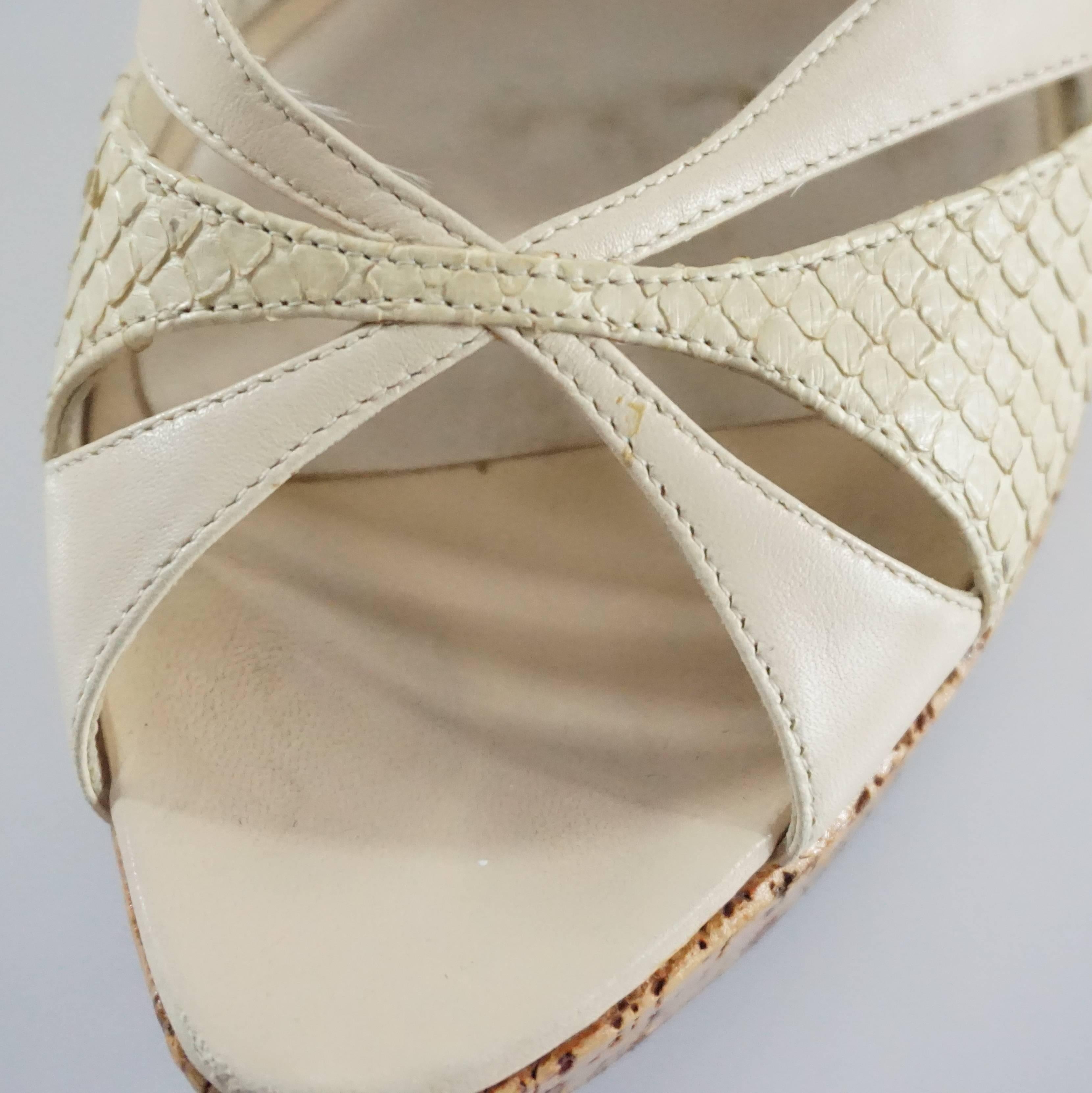 Christian Dior Beige Cork Wedges with Ankle Straps - 42 For Sale 3