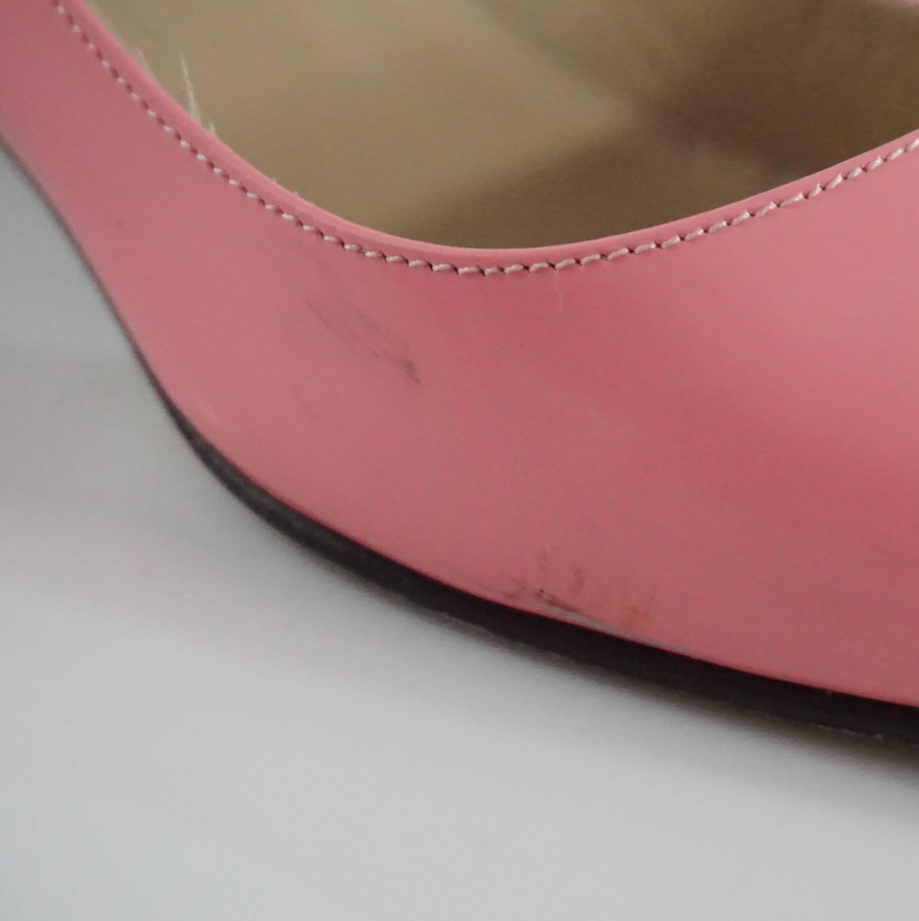 Roger Vivier Pink Leather Flats with Silver Heel - 37 For Sale 3