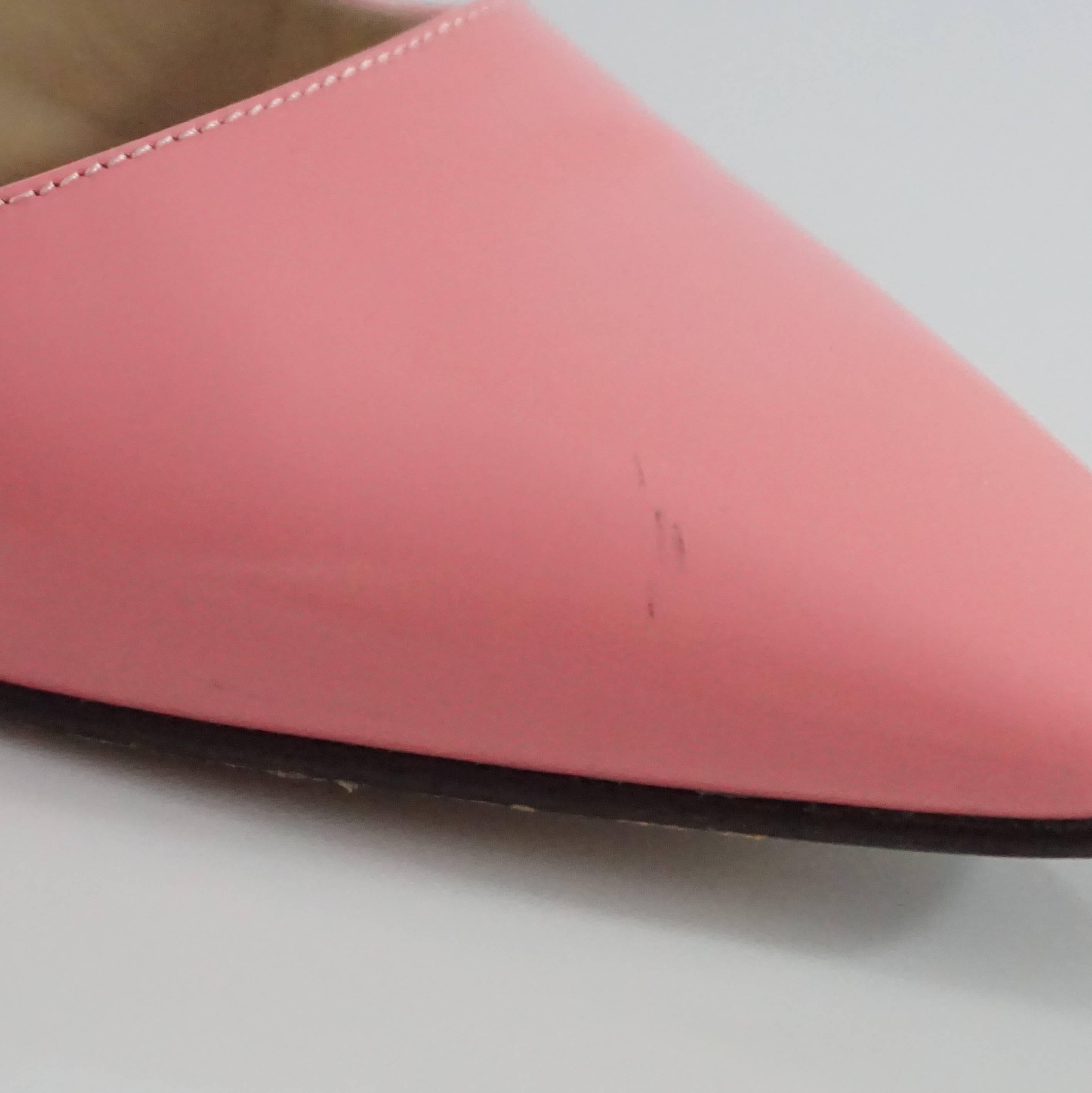 Roger Vivier Pink Leather Flats with Silver Heel - 37 For Sale 4