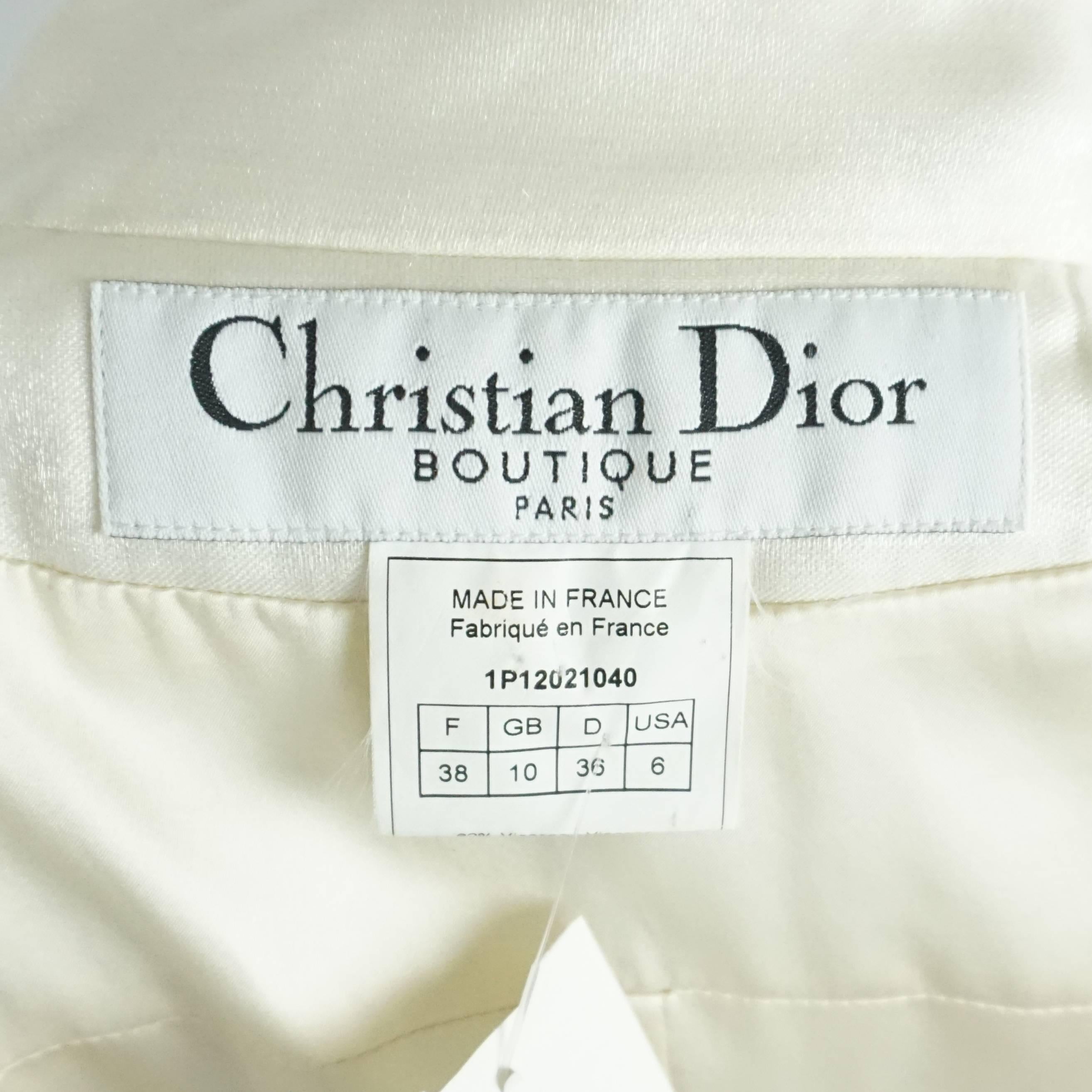 Beige Christian Dior Ivory Wool Blend Dress and Jacket - 38 & 40
