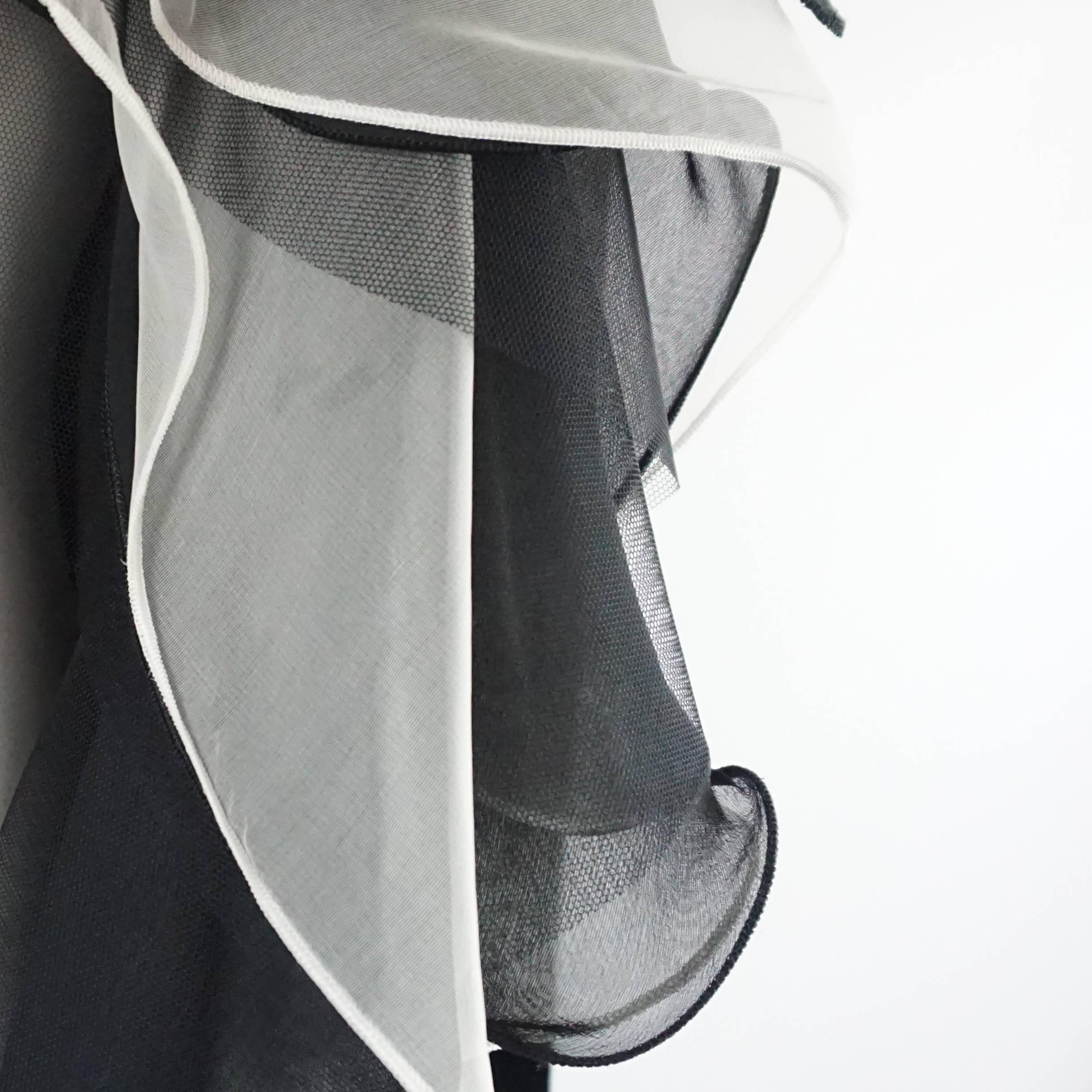 Women's Giorgio Armani Black Velvet Cape with White Silk Pleated Trim - OS