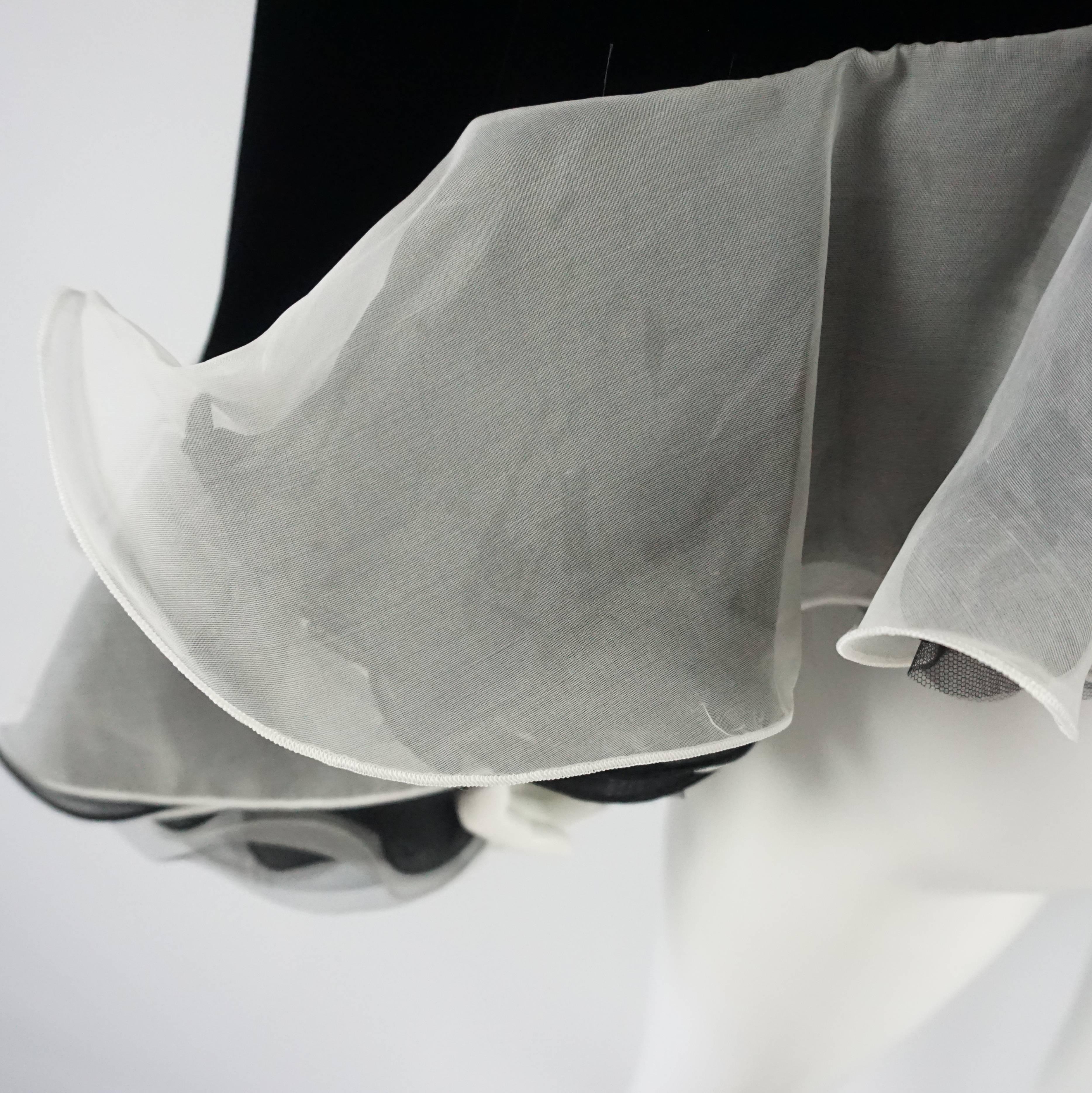 Giorgio Armani Black Velvet Cape with White Silk Pleated Trim - OS 3