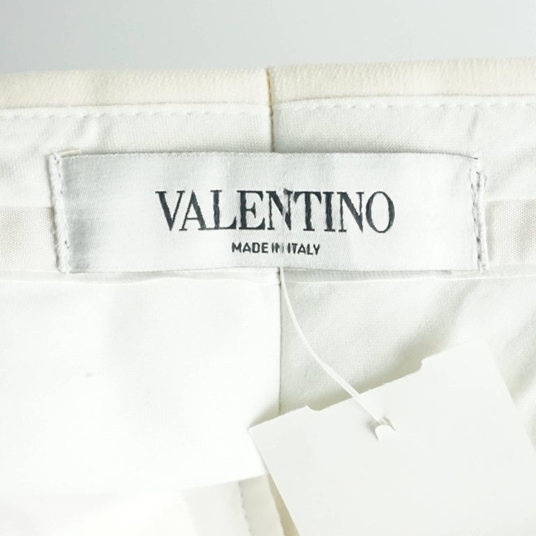 Valentino Ivory Wool Wide Leg Pants - 4 For Sale at 1stDibs