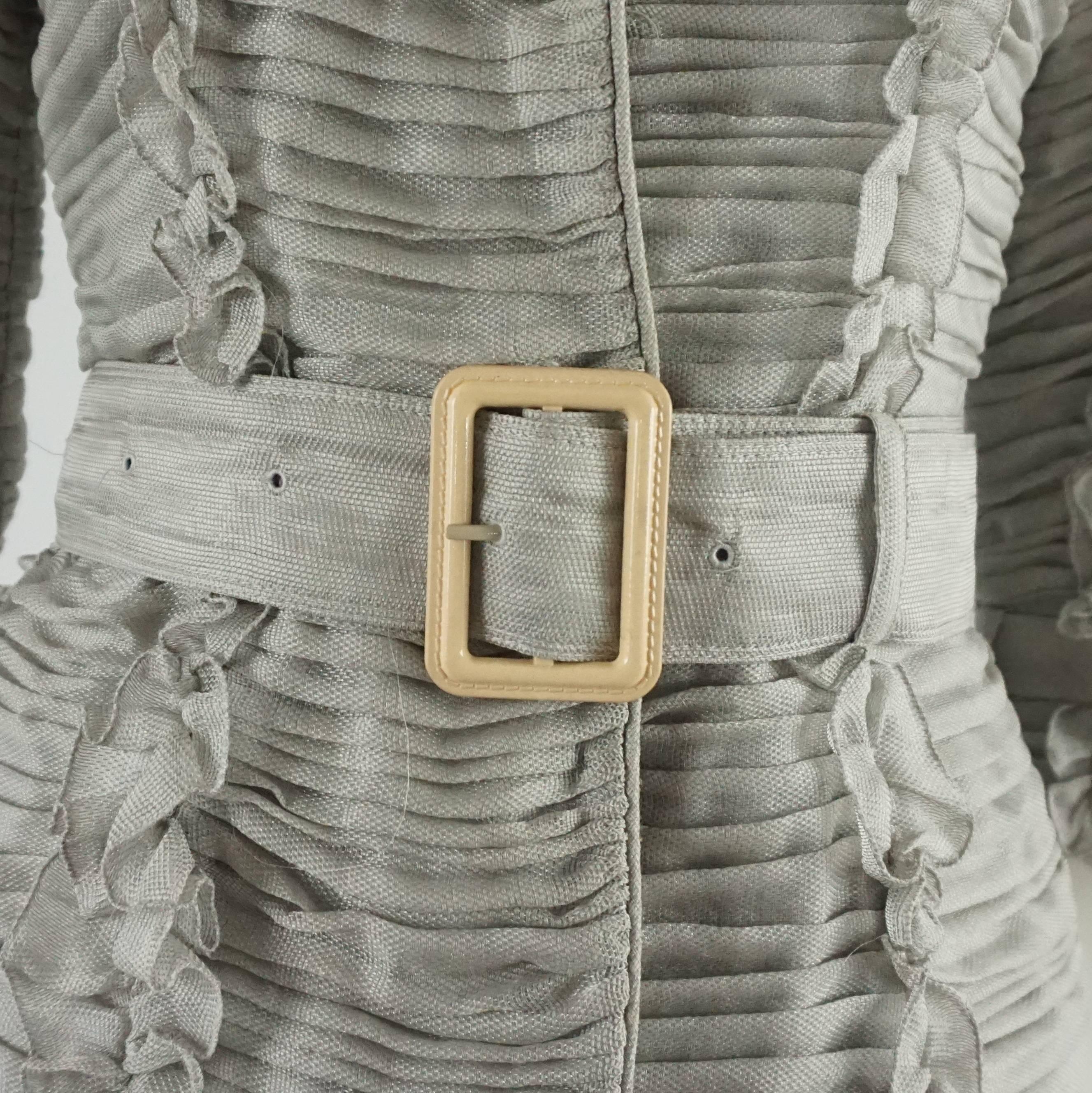 Women's Burberry Gray Shutter Pleat Silk Jacket - 36