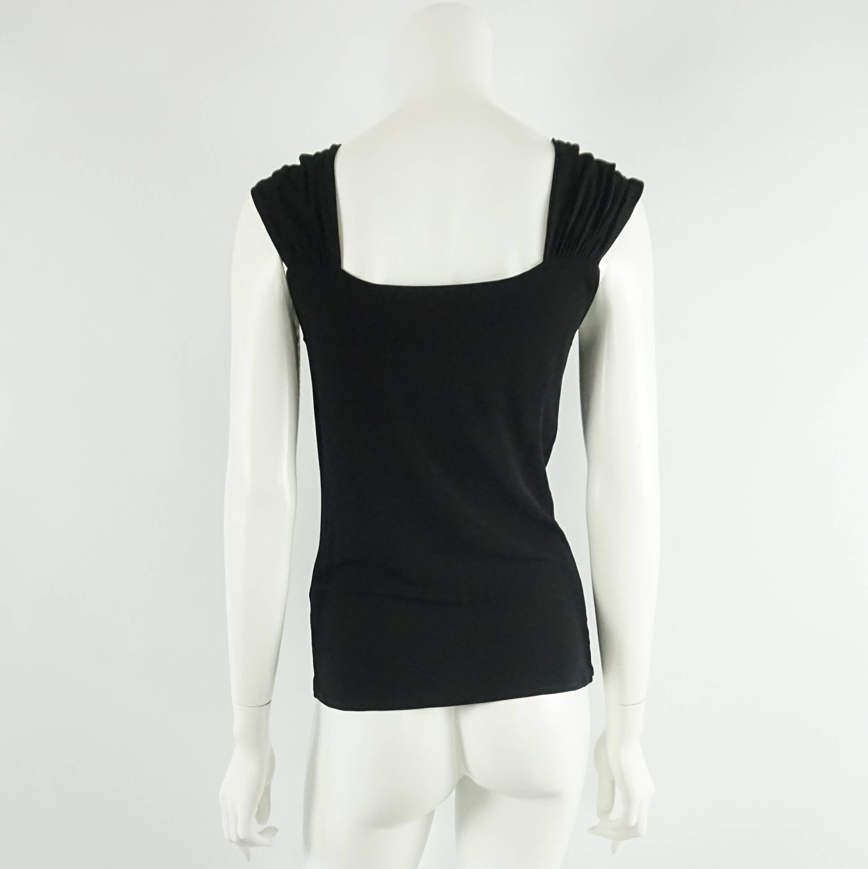 Valentino Black Silk Knit Top with Beading and Lace - 44 In Excellent Condition In West Palm Beach, FL