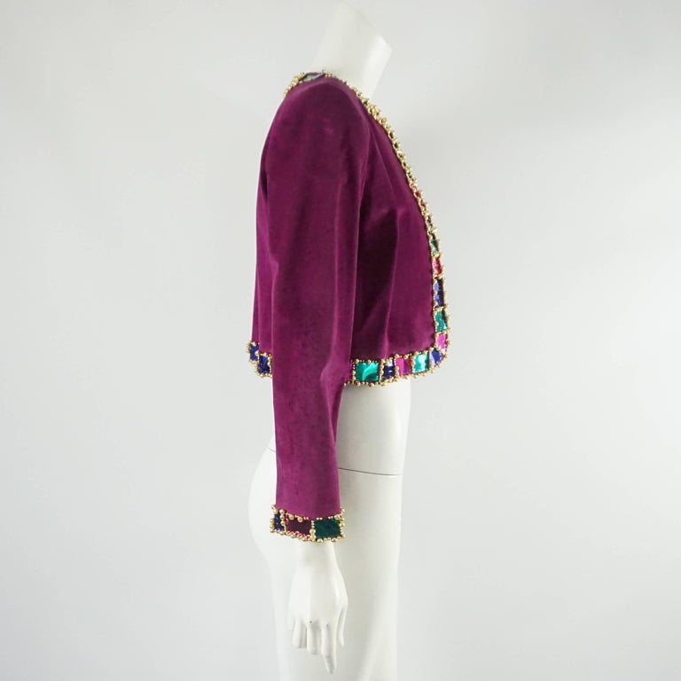 Givenchy Vintage Fuchsia Suede Jacket w/ Beading-34 at 1stDibs