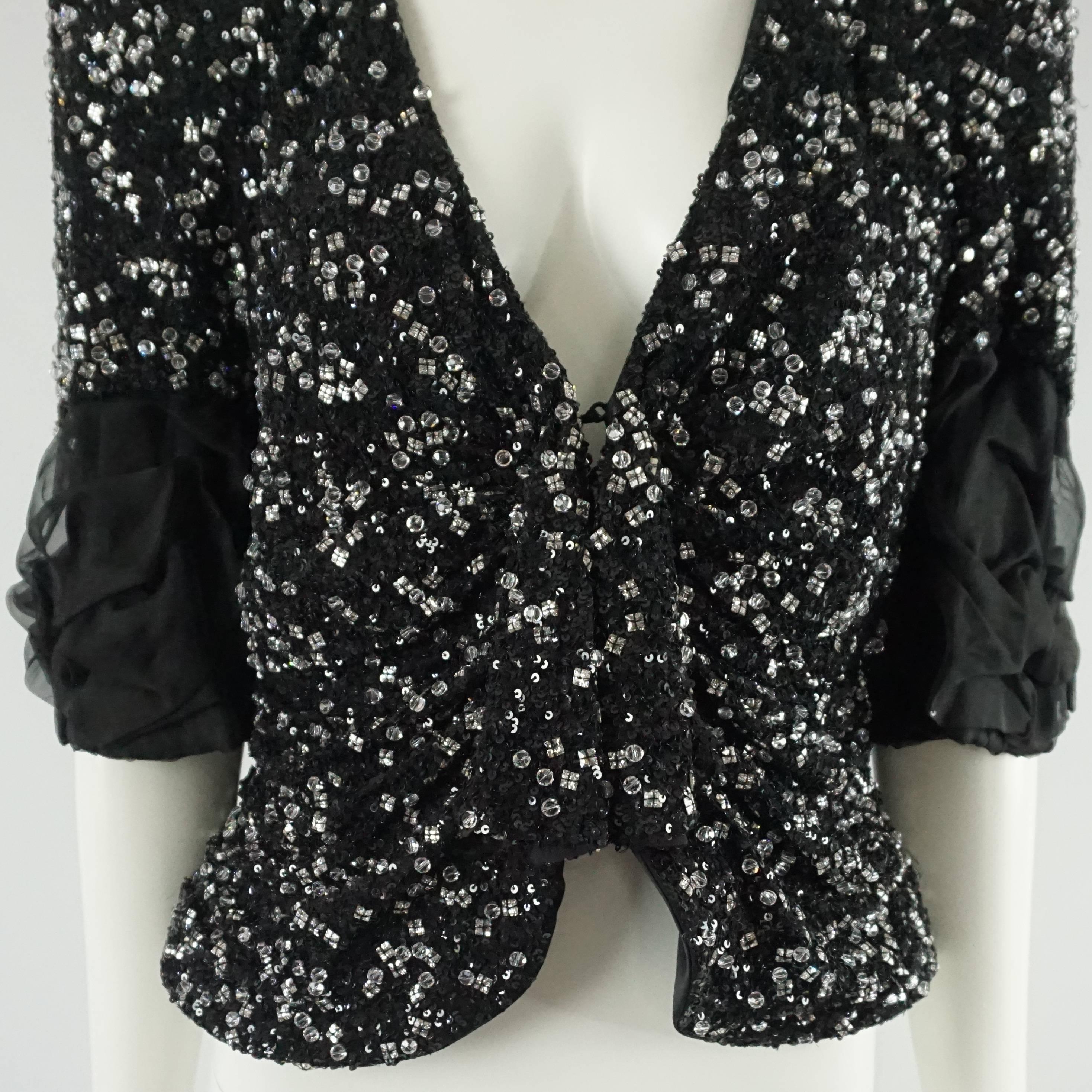 Women's Giorgio Armani Black Beaded Sequin Jacket - 42 - retail $19, 995