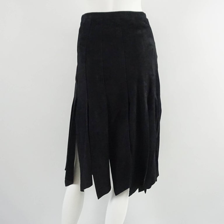 Vintage Black Suede Car Wash Pleat Skirt M For Sale at 1stDibs car