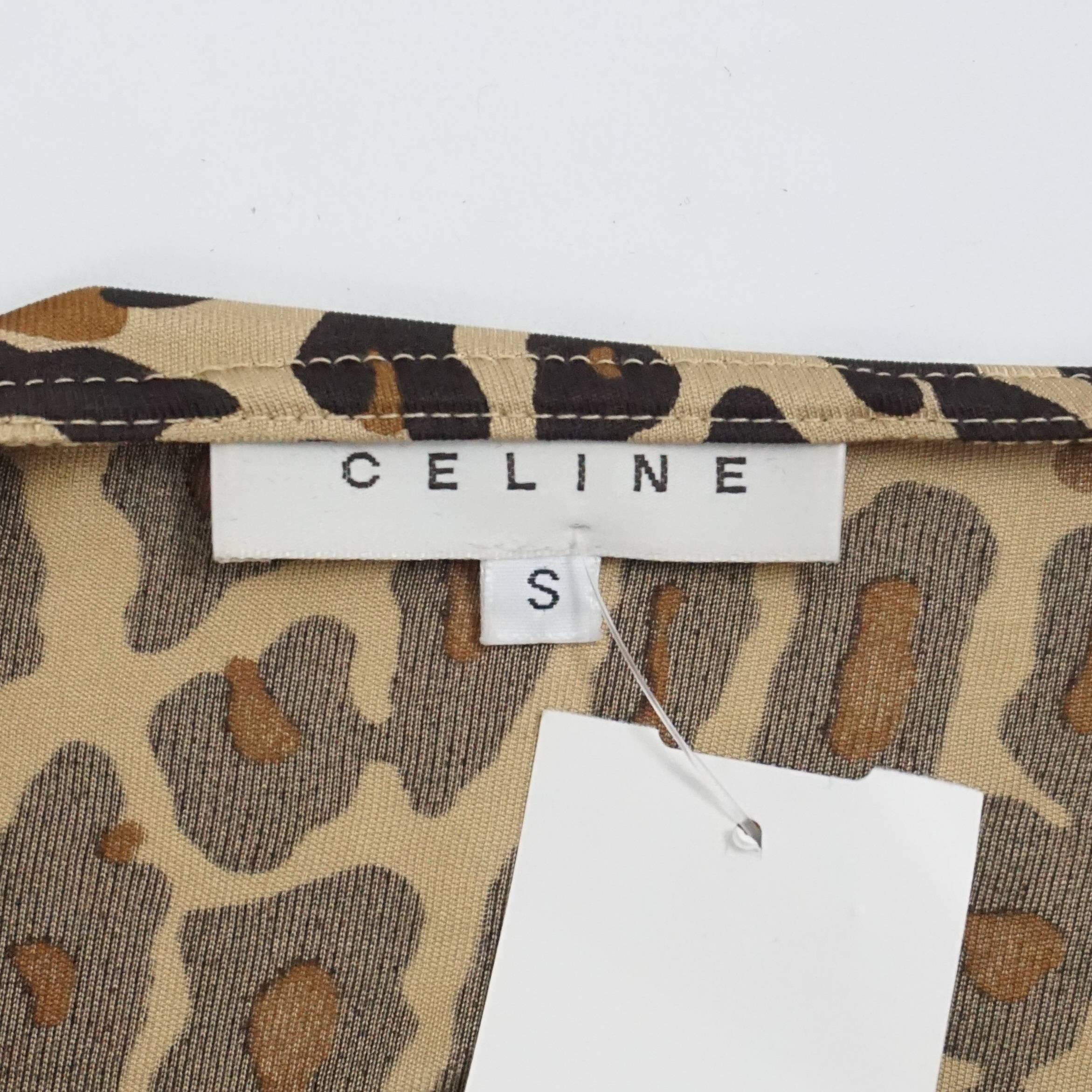 Celine Animal Print Jersey Long Sleeve Top - S In Fair Condition In West Palm Beach, FL