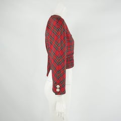 Valentino Red Plaid Lightweight Wool Crop Jacket and matching belt - 4- 80's