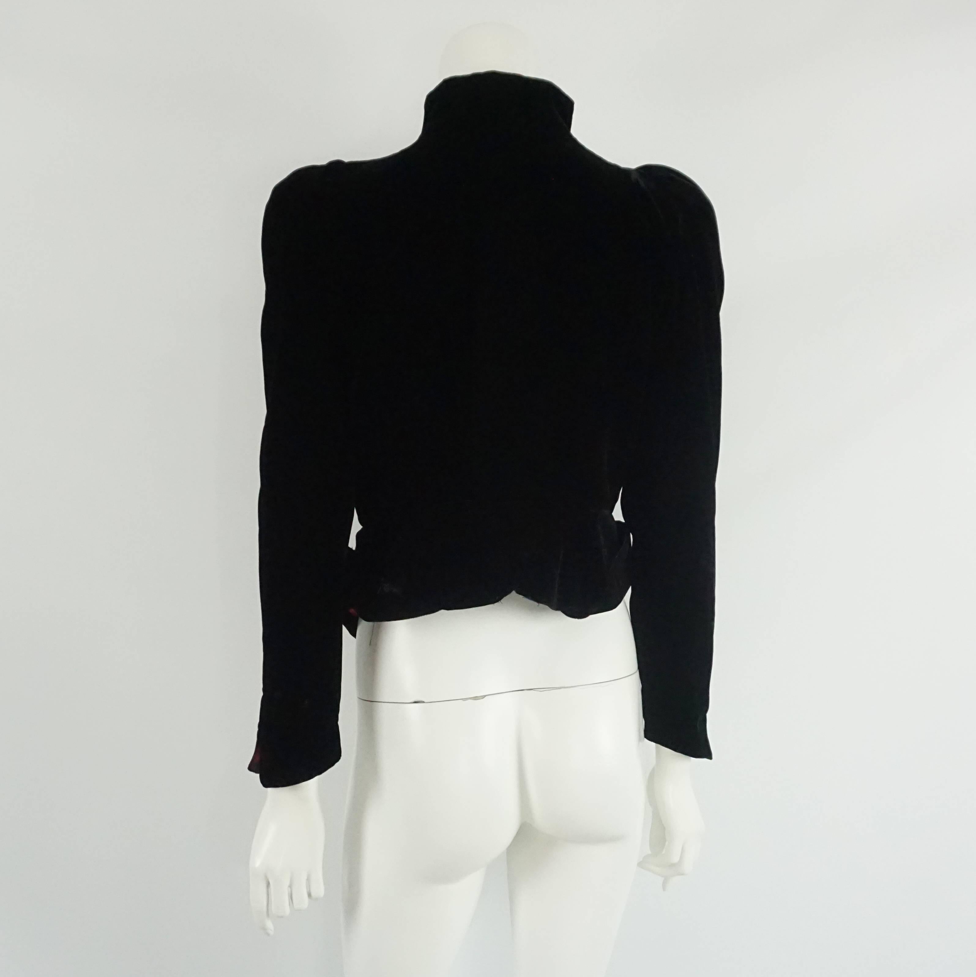 Thierry Mugler Black Velvet Angled Silk Lined Jacket - 38 - Circa 80's In Excellent Condition In West Palm Beach, FL