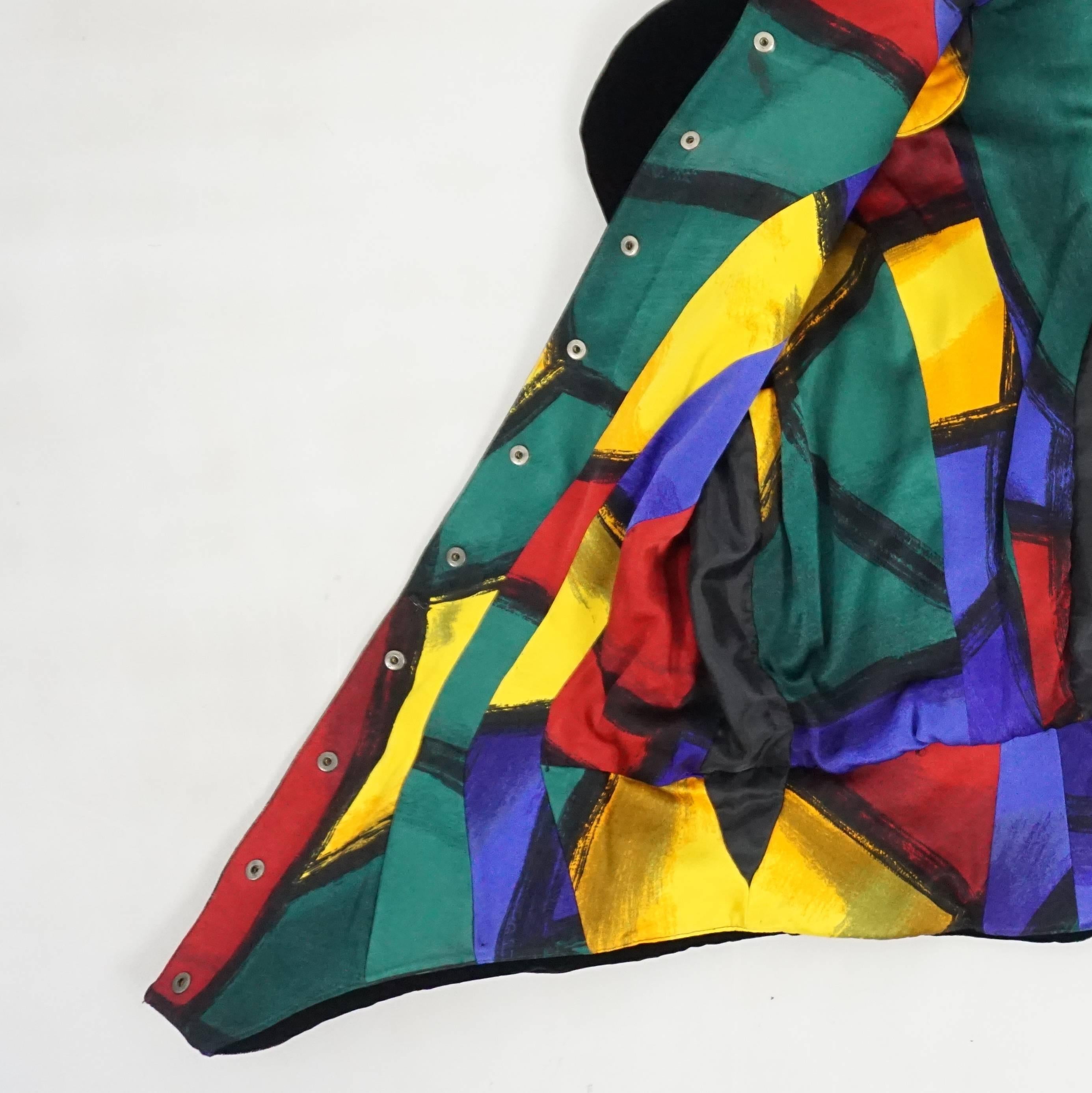 Women's Thierry Mugler Black Velvet Angled Silk Lined Jacket - 38 - Circa 80's