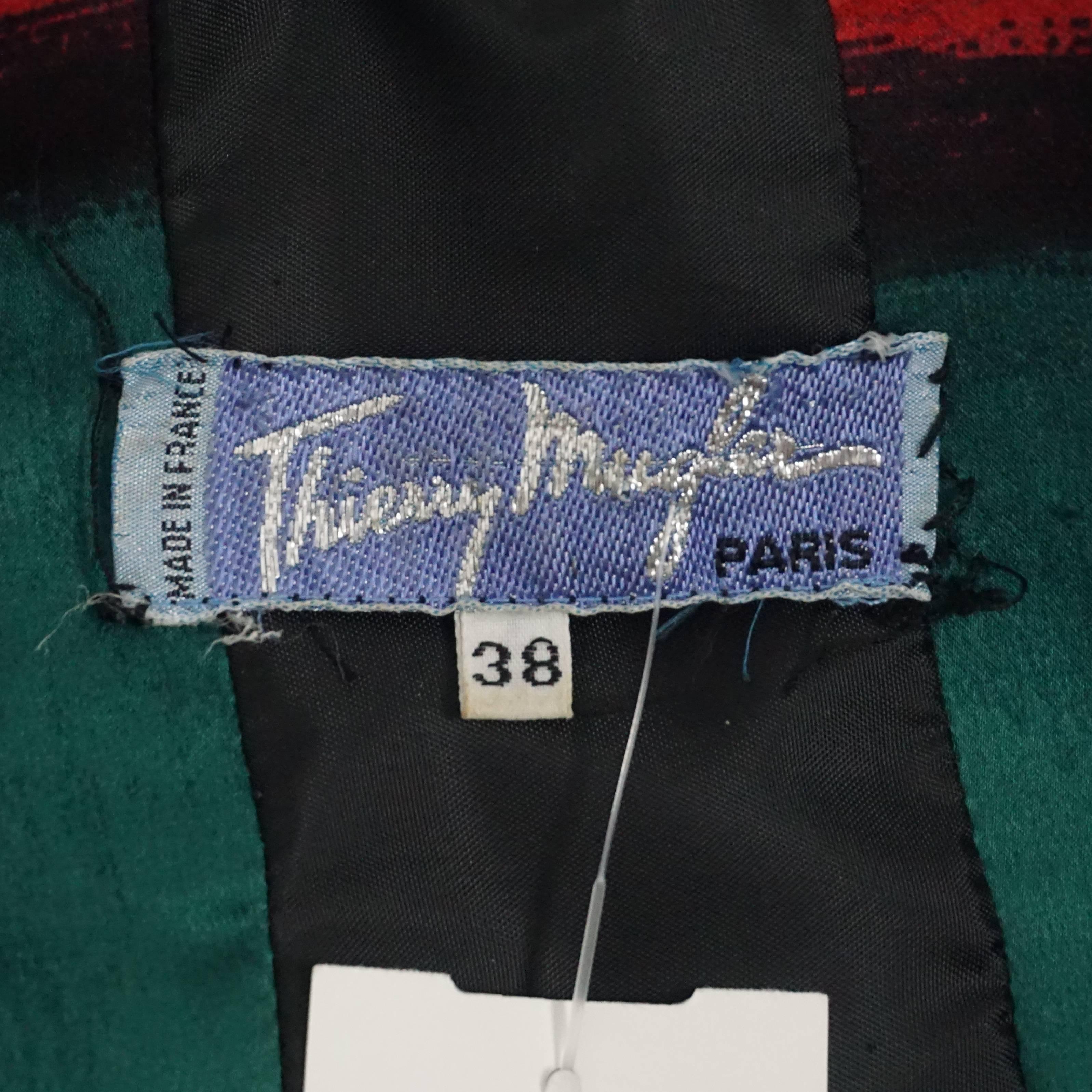 Thierry Mugler Black Velvet Angled Silk Lined Jacket - 38 - Circa 80's 1