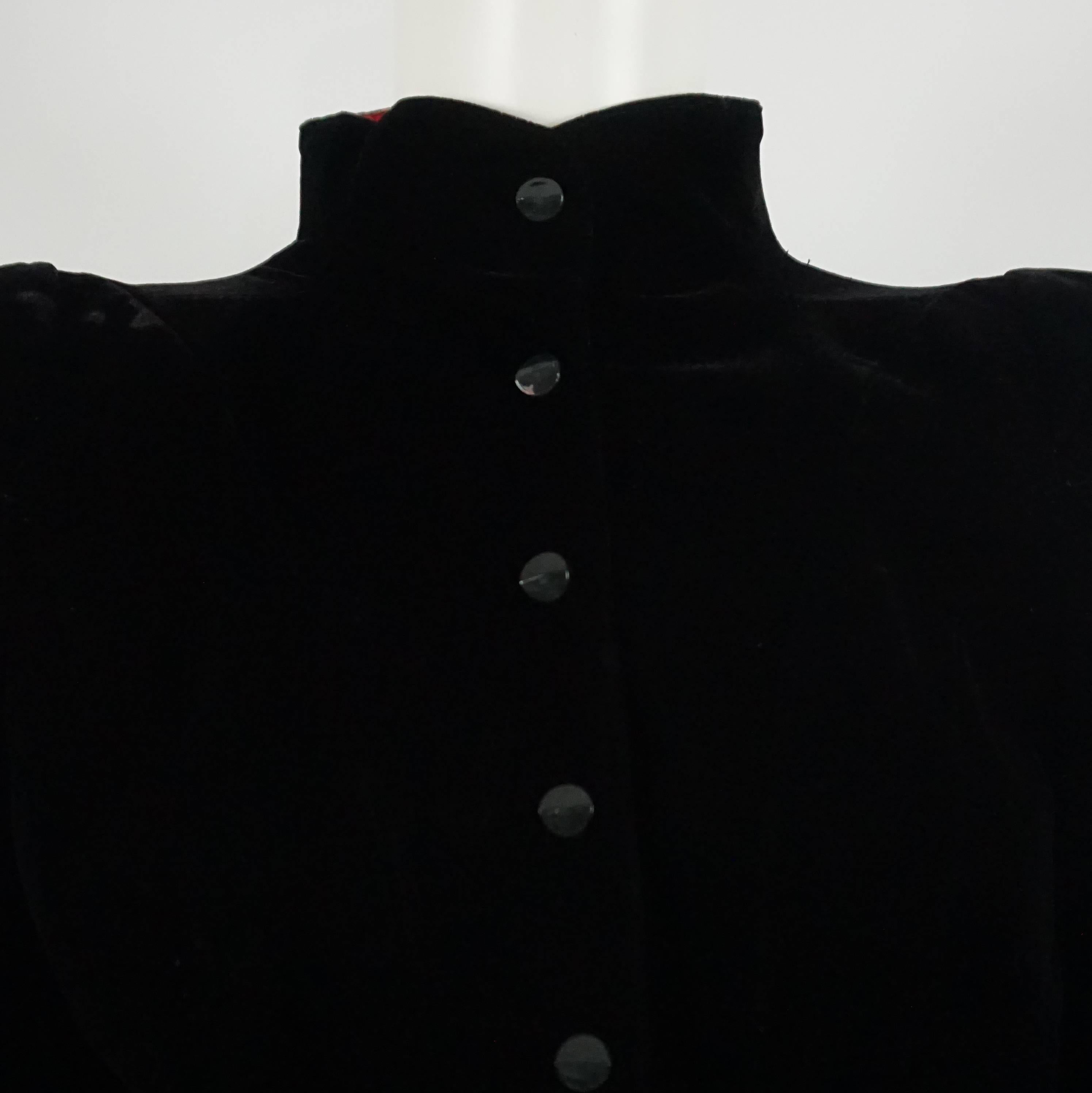 Thierry Mugler Black Velvet Angled Silk Lined Jacket - 38 - Circa 80's 5