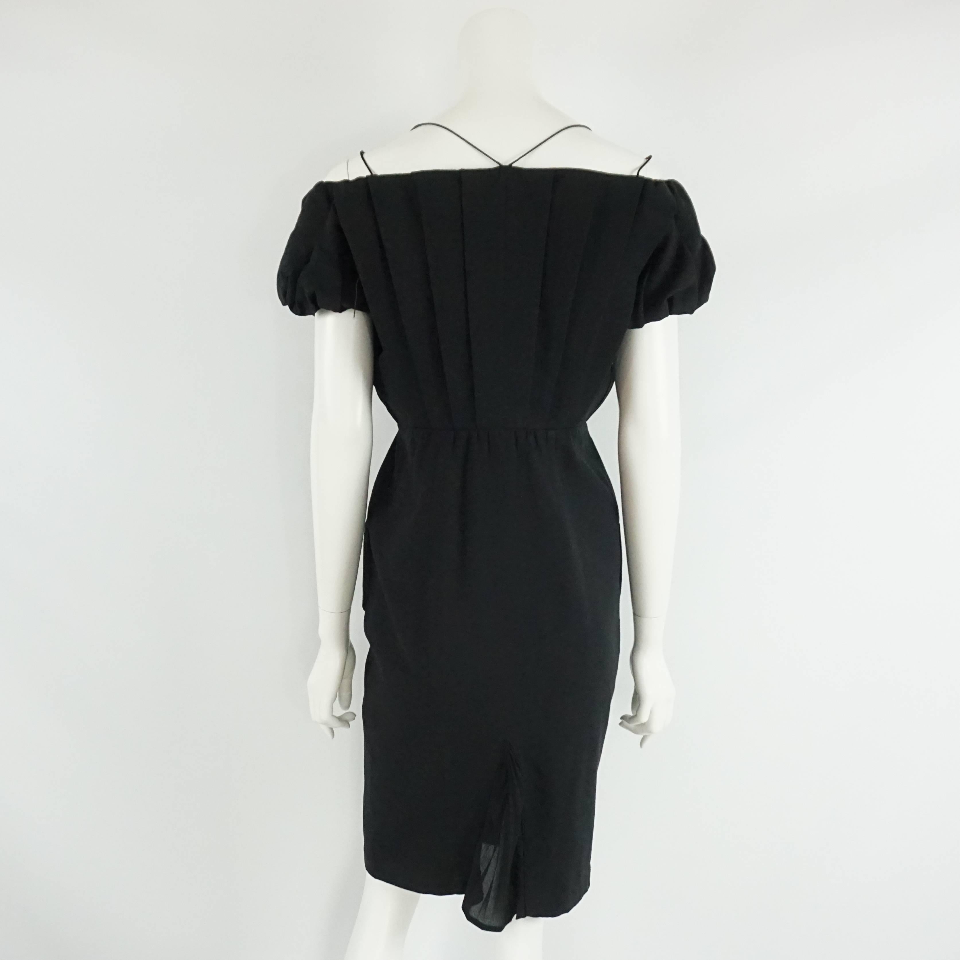 Thierry Mugler Black Pique Dress - 40 - Circa 90's In Excellent Condition In West Palm Beach, FL