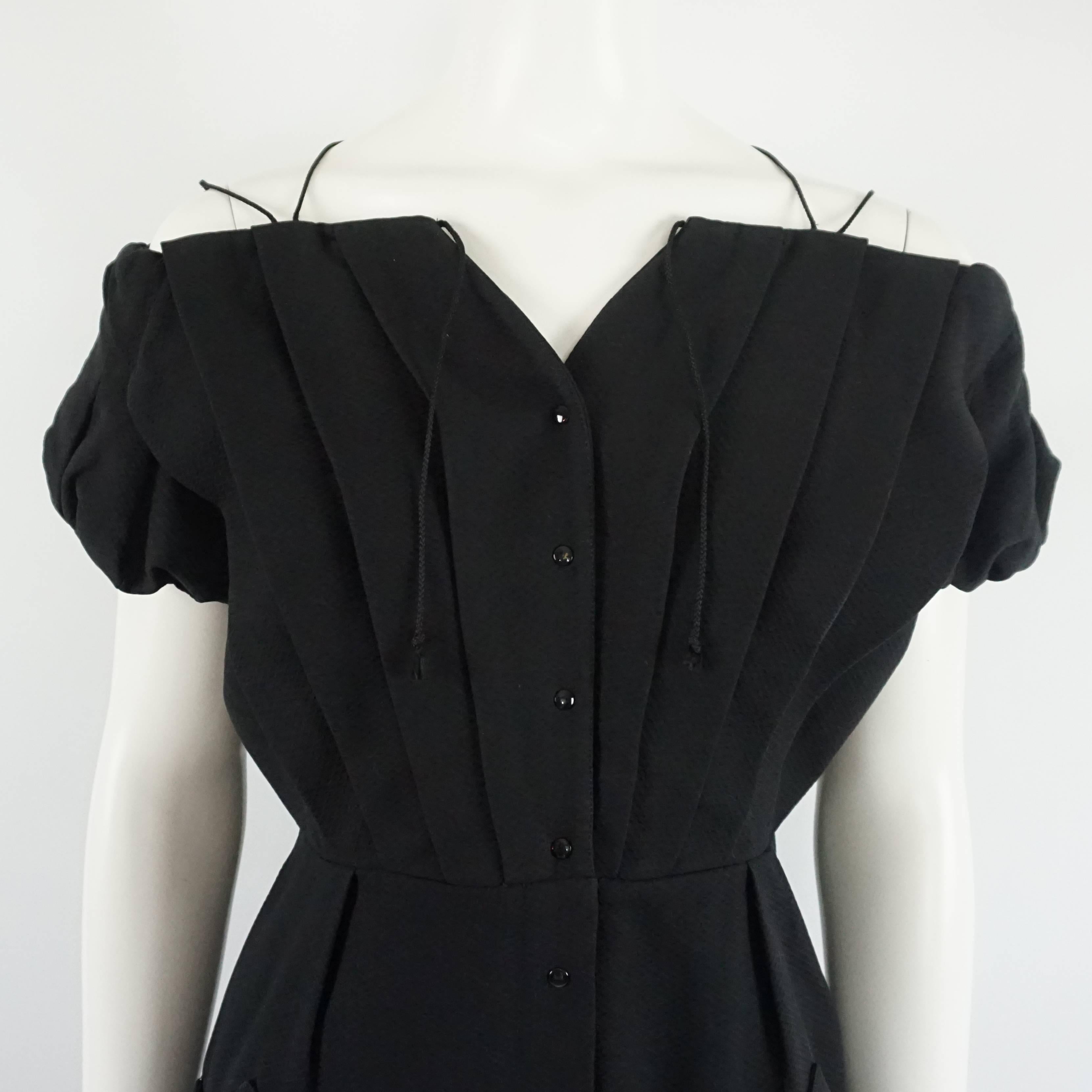 Women's Thierry Mugler Black Pique Dress - 40 - Circa 90's