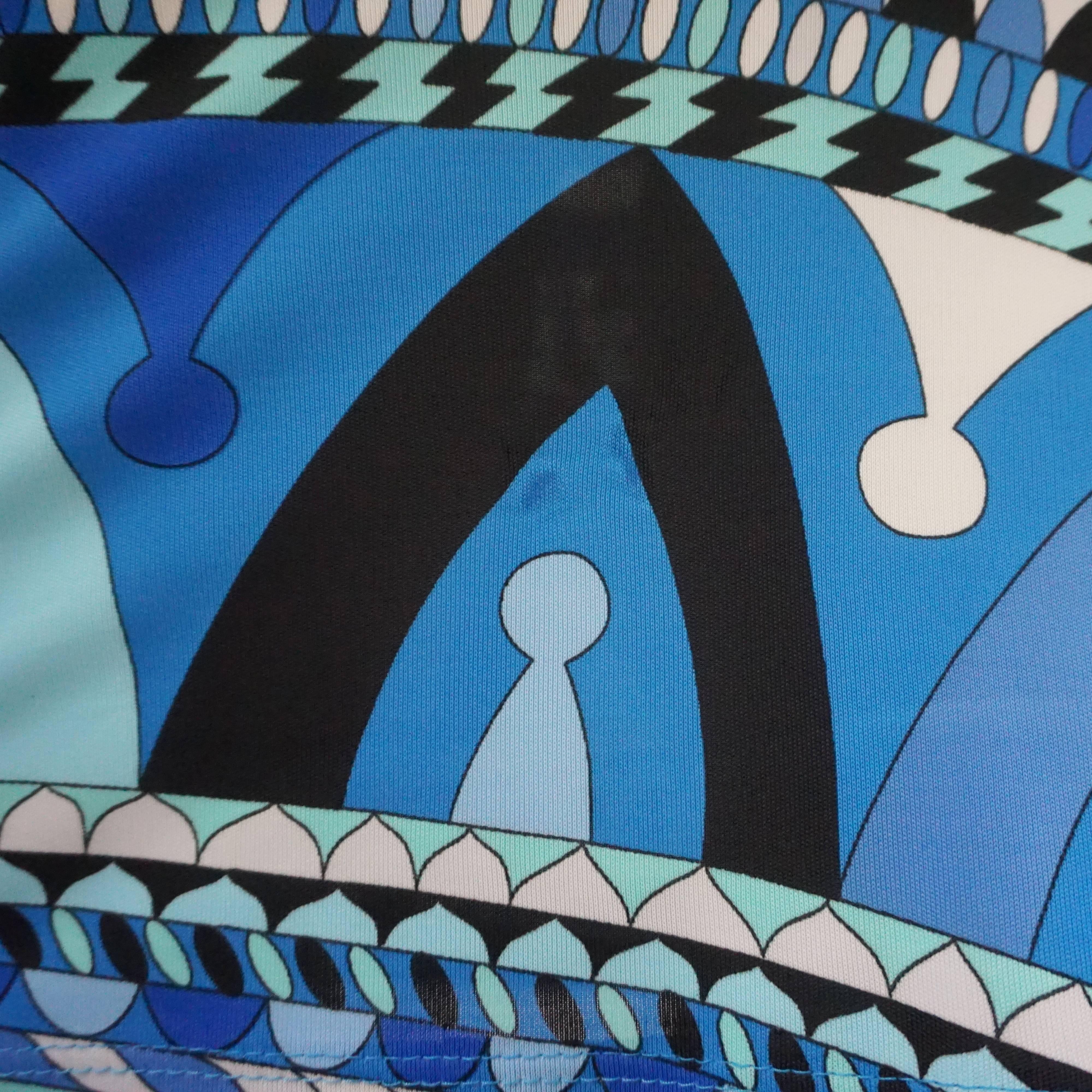 Emilio Pucci Blue Print Silk Jersey Dress - 4 In Excellent Condition In West Palm Beach, FL
