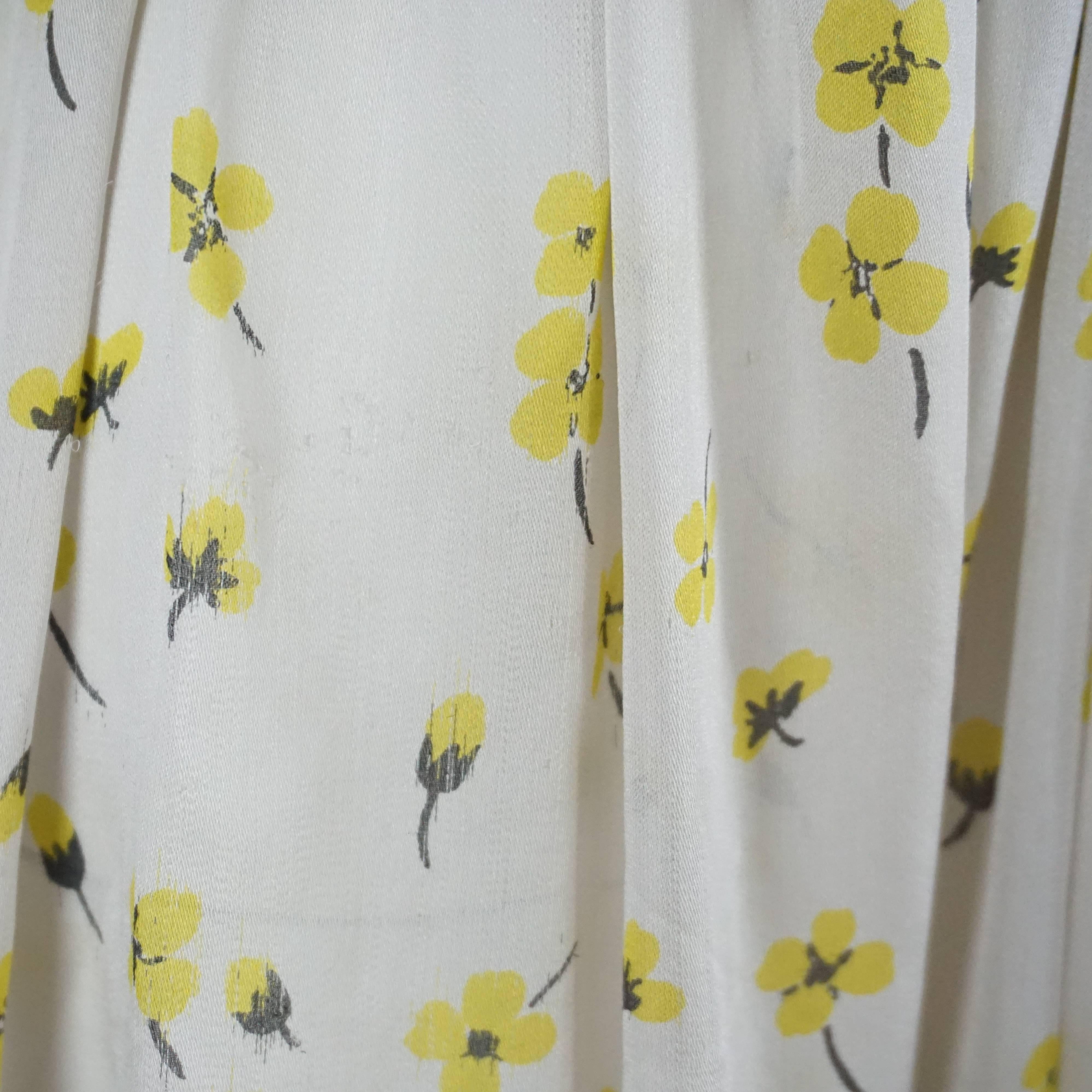 Chloe Cream and Yellow Floral Silk Dress - 36  3
