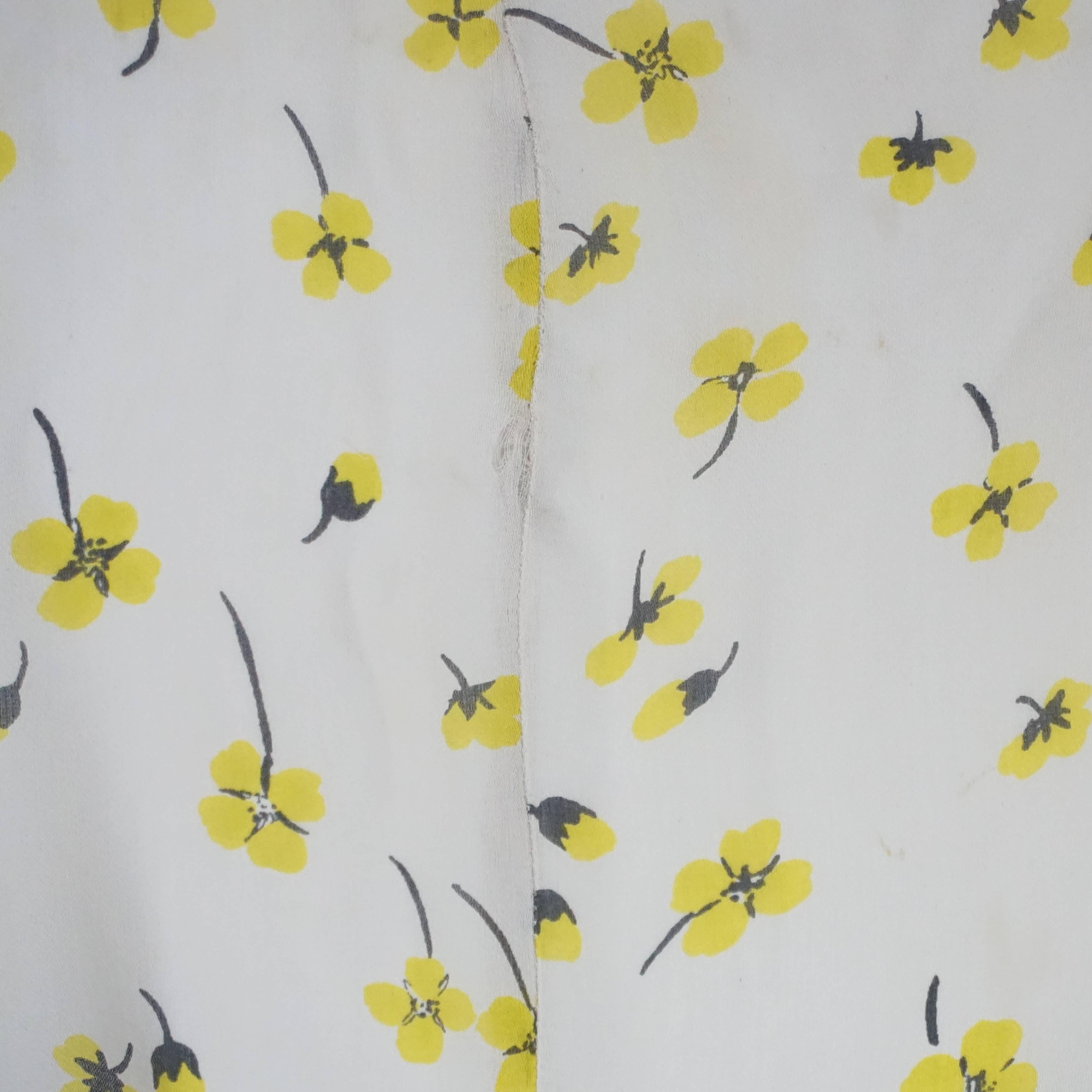Chloe Cream and Yellow Floral Silk Dress - 36  4