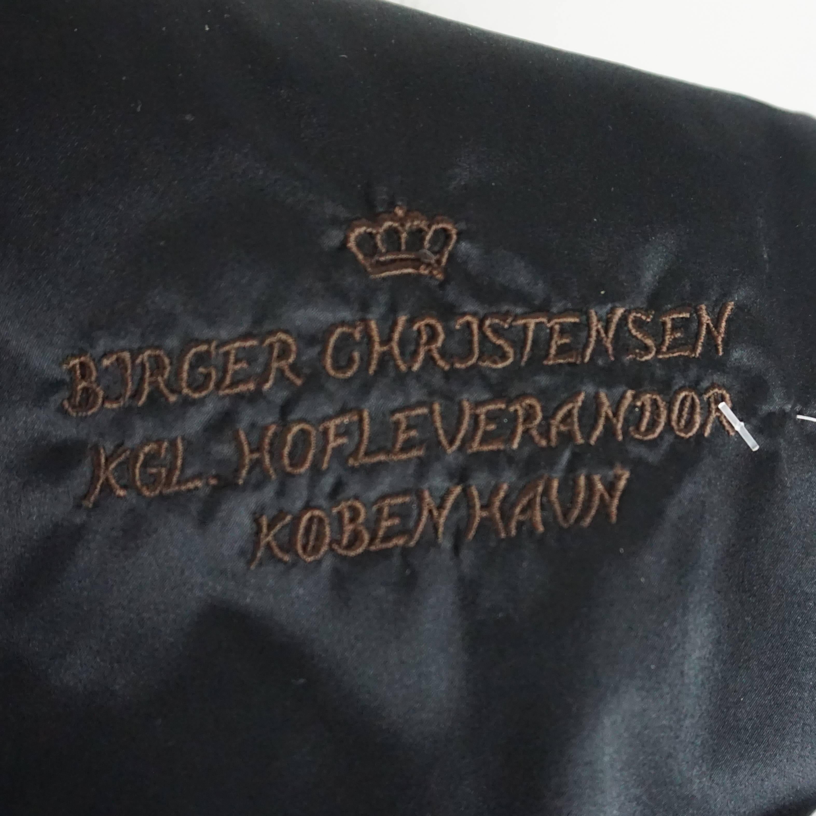 Birger Christensen Black Broadtail Coat with Large Fox Collar - M - Circa 90's 1